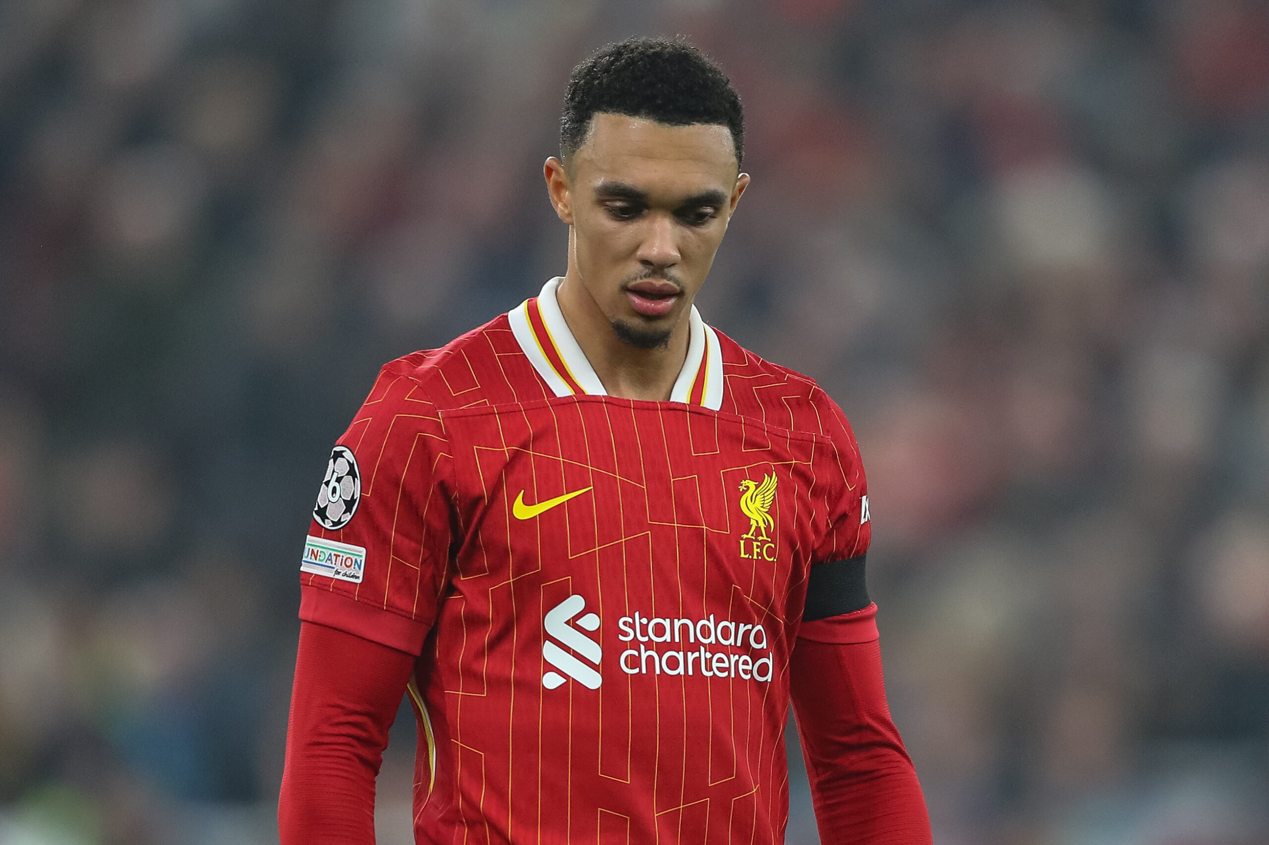 Trent Alexander-Arnold of Liverpool during the UEFA Champions League, League Stage match Liverpool vs Bayer 04 Leverkusen at Anfield, Liverpool, United Kingdom, 5th November 2024

(Photo by Gareth Evans/News Images) in Liverpool, United Kingdom on 11/5/2024. (Photo by Gareth Evans/News Images/Sipa USA)
2024.11.05 Liverpool
pilka nozna liga mistrzow
FC Liverpool - Bayer 04 Leverkusen
Foto Gareth Evans/News Images/SIPA USA/PressFocus

!!! POLAND ONLY !!!