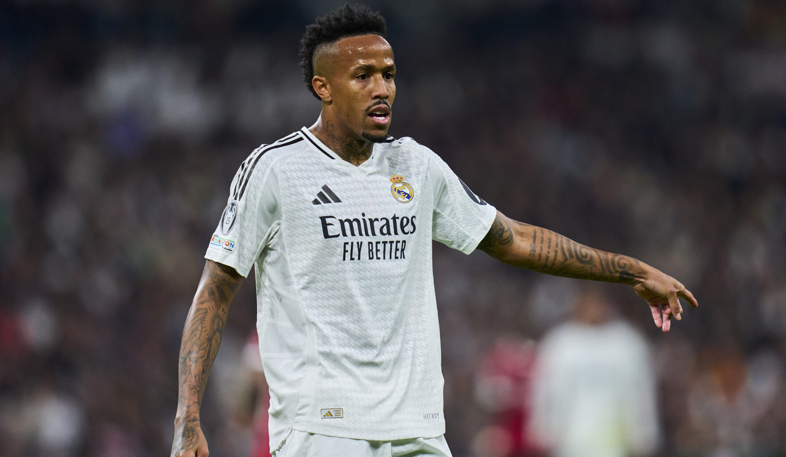 Eder Militao of Real Madrid CF during the UEFA Champions League match between Real Madrid and AC Milan played at Santiago Bernabeu Stadium on November 5, 2024 in Madrid, Spain. (Photo by Cesar Cebolla / PRESSINPHOTO)
2024.11.06 Madrid
pilka nozna liga mistrzow
Real Madryt -  AC Milan
Foto pressinphoto/SIPA USA/PressFocus

!!! POLAND ONLY !!!