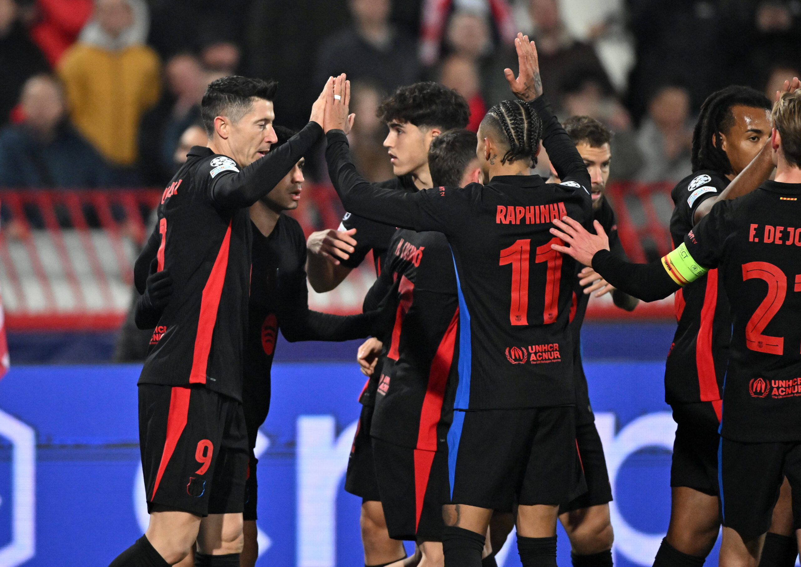 CRVENA ZVEZDA vs BARCELONA Football players of Barcelona celebrates goal at the Champions League match against Crvena zvezda, at Stadium Rajko Mitic. Belgrade, 06.11.2024. photo: / MN Press photo FOOTBALL, UEFA, CHAMPIONS LEAGUE, BARCELONA, RED STAR, CRVENA ZVEZDA Belgrade Stadium Rajko Mitic Serbia Copyright: xMarkoxMetlasx/xMNxPressx
2024.11.06 Belgrad
pilka nozna liga mistrzow
Red Star Belgrad - FC Barcelona
Foto IMAGO/PressFocus

!!! POLAND ONLY !!!