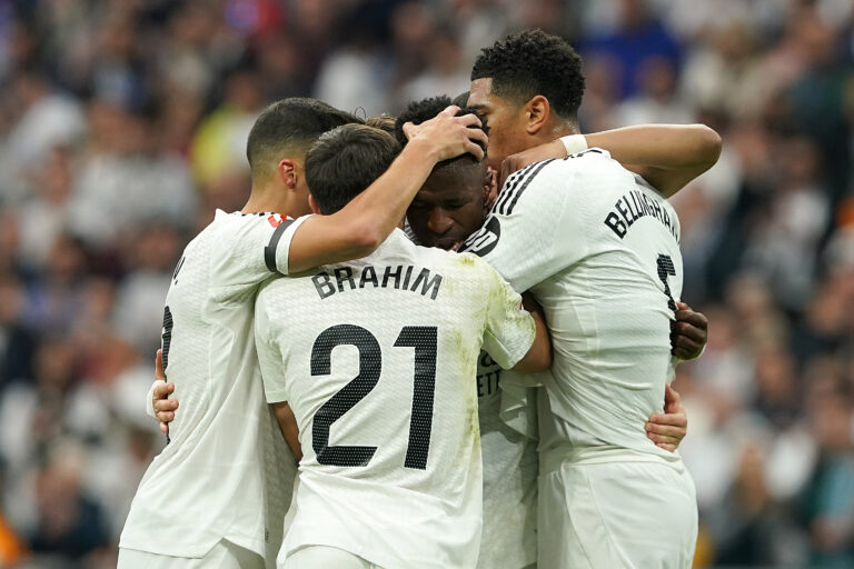 Real Madrid&#039;s Lucas Vazquez, Brahim Diaz, Jude Bellingham and Vinicius Junior celebrate goal during La Liga match. November 9, 2024. (Photo by Acero/Alter Photos/Sipa USA)
2024.11.09 Madryt
pilka nozna liga hiszpanska
Real Madryt - Osasuna Pampeluna
Foto Acero/Alter Photos/SIPA USA/PressFocus

!!! POLAND ONLY !!!