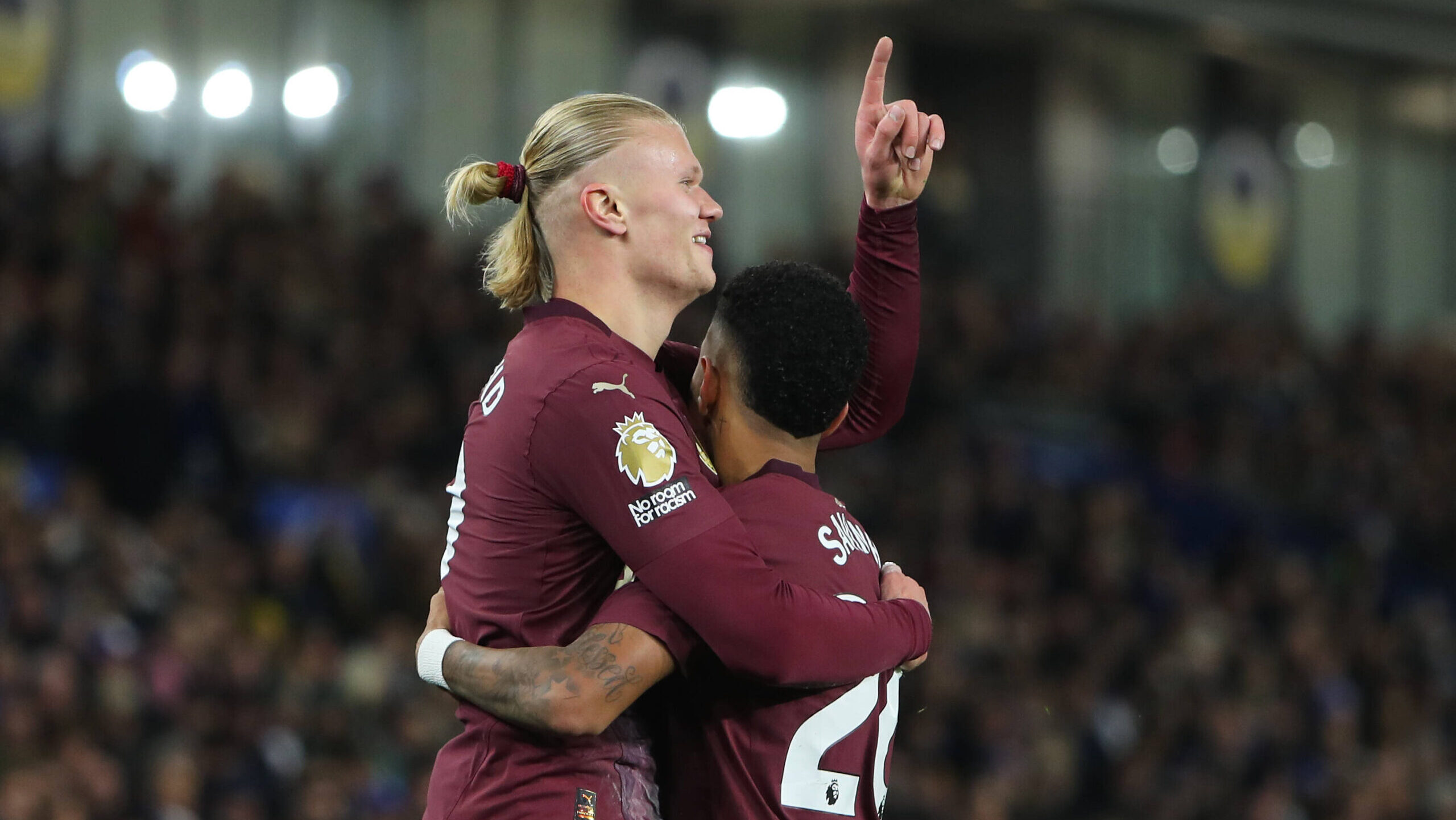 Footbaln- 2024 / 2025 Premier League - Brighton &amp; Hove Albion vs Manchester City - Amex Stadium - Saturday 9th November 2024 Erling Haaland of Manchester City celebrates scoring COLORSPORT / Shaun Boggust PUBLICATIONxNOTxINxUK
2024.11.09 
pilka nozna
liga angielska
Foto IMAGO/PressFocus

!!! POLAND ONLY !!!