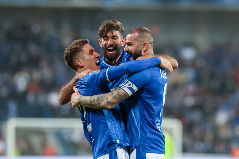 2024.11.10 Poznan
Pilka nozna Ekstraklasa sezon 2024/2025
Lech Poznan -  Legia Warszawa
N/z Mikael Ishak gol radosc bramka Joel Pereira Ali Gholizadeh
Foto Pawel Jaskolka / PressFocus

2024.11.10 Poznan
Football Polish Ekstraklasa season 2024/2025
Lech Poznan - Legia Warszawa
Credit: Pawel Jaskolka / PressFocus