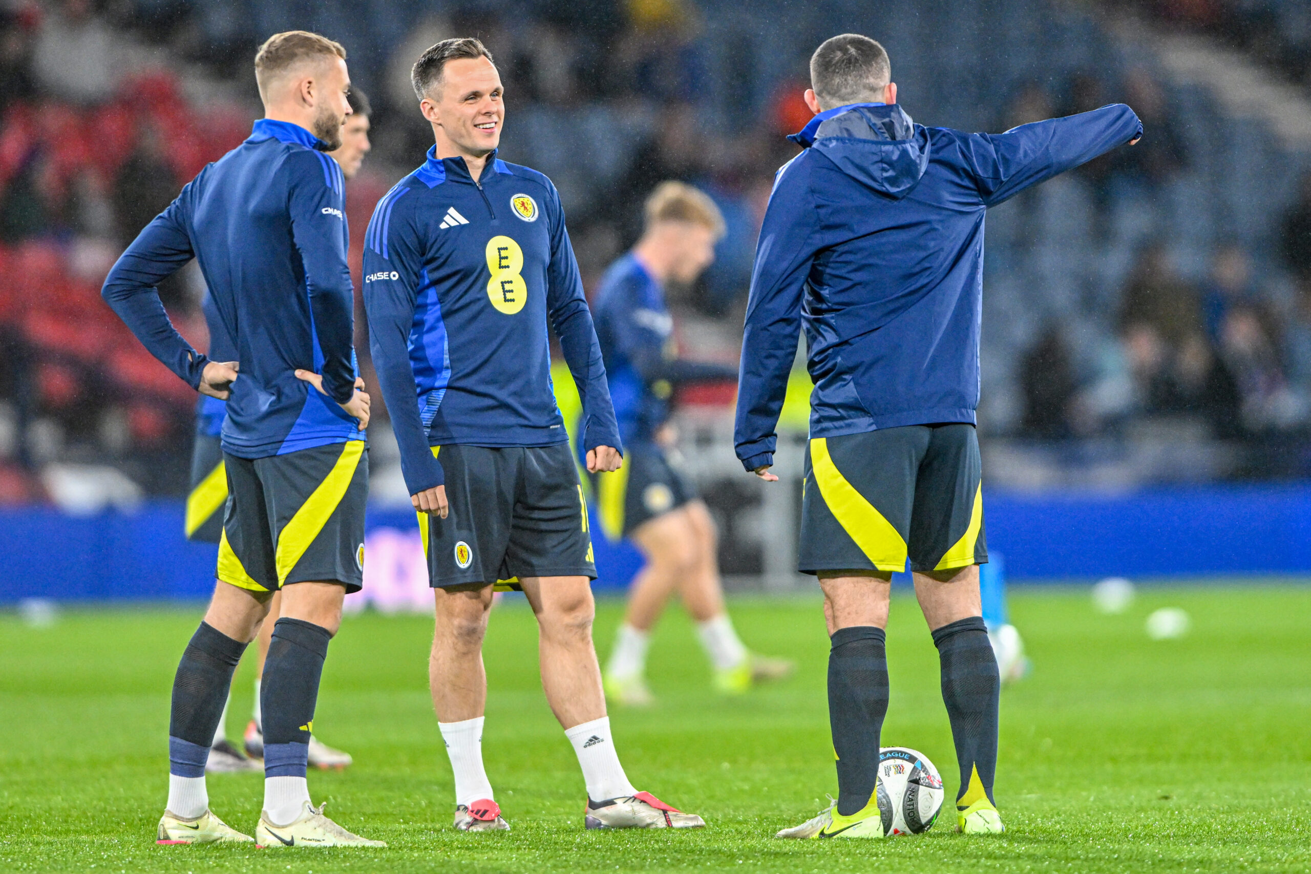 Ryan Porteous, Lawrence Shankland and John McGinn of Scotland warm up during the UEFA Nations League Group A match at Hampden Park, Glasgow
Picture by Jamie Johnston/Focus Images Ltd 07714373795
15/11/2024

15.11.2024 Glasgow
pilka nozna liga narodow
Szkocja - Chorwacja
Foto Jamie Johnston  / Focus Images / MB Media / PressFocus 
POLAND ONLY!!