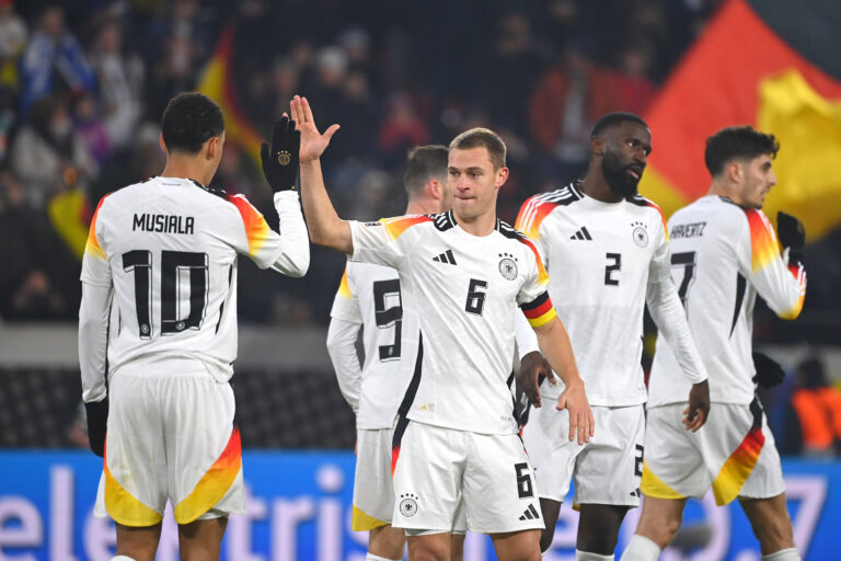 v.li:Jamal MUSIALA GER, Joshua KIMMICH GER, Pascal GROSS GER, Antonio Ruediger GER,Kai HAVERTZ GER, Jubel,Freude,Begeisterung,Aktion. Fussball UEFA Nations League Deutschland GER - Bosnien - Herzegowina BIH 7-0 am 16.10.2024 im Europa Parks Stadion Freiburg, *** from left Jamal MUSIALA GER , Joshua KIMMICH GER , Pascal GROSS GER , Antonio Ruediger GER ,Kai HAVERTZ GER , cheering,joy,enthusiasm,action Football UEFA Nations League Germany GER Bosnia Herzegovina BIH 7 0 on 16 10 2024 at Europa Parks Stadium Freiburg,
2024.11.16 Fryburg
pilka nozna liga narodow
Niemcy - Bosnia i Herzegowina
Foto IMAGO/PressFocus

!!! POLAND ONLY !!!