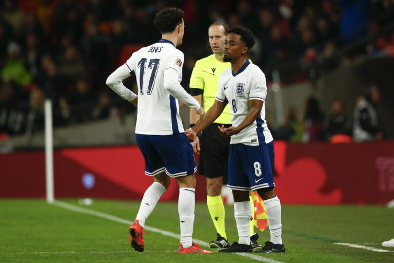 Curtis Jones of England is replaced by Angel Gomes of England during the UEFA Nations League Group B2 match at Wembley Stadium, London
Picture by Paul Chesterton/Focus Images Ltd +44 7904 640267
17/11/2024
2024.11.17 Londyn
pilka nozna Liga Narodow
Anglia - Irlandia
Foto Paul Chesterton/Focus Images/MB Media/PressFocus

!!! POLAND ONLY !!!