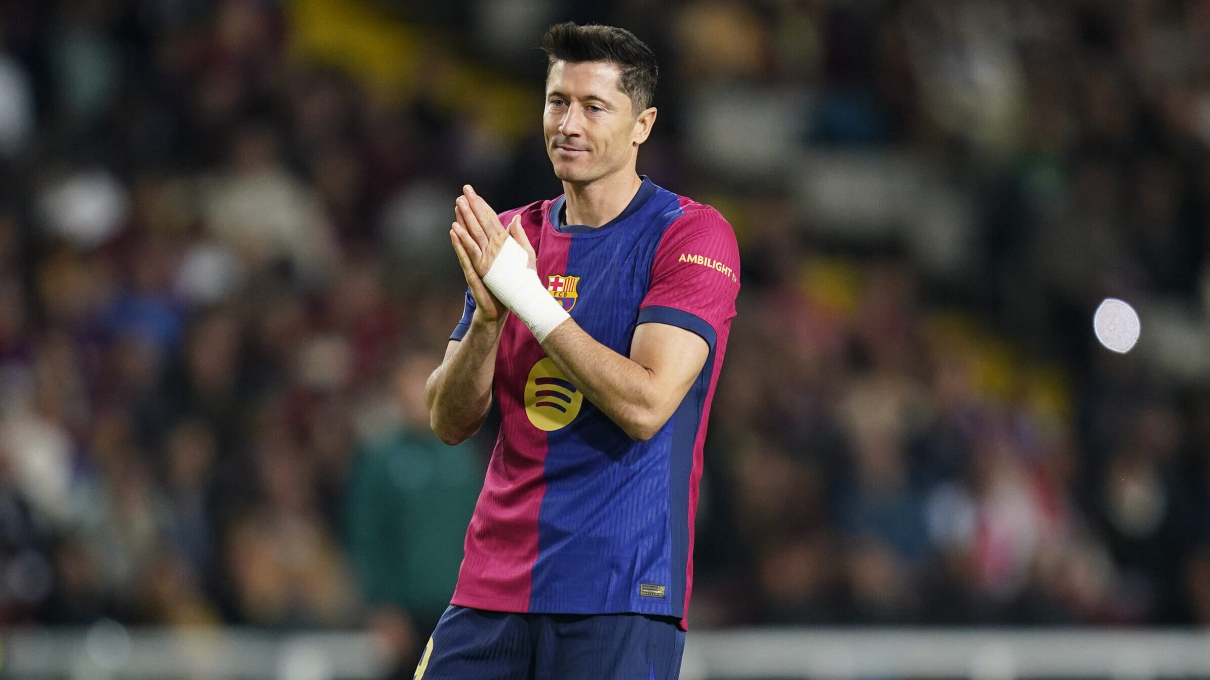 Robert Lewandowski of FC Barcelona during the UEFA Champions League match, date 5 between FC Barcelona and Stade Brestois played at Lluis Companys Stadium on November 26, 2024 in Barcelona, Spain. (Photo by Sergio Ruiz / Imago)  (Photo by pressinphoto/Sipa USA)
2024.11.26 Barcelona
pilka nozna liga mistrzow
FC Barcelona - Stade Brestois
Foto Sergio Ruiz/Imago/PRESSINPHOTO/SIPA USA/PressFocus

!!! POLAND ONLY !!!