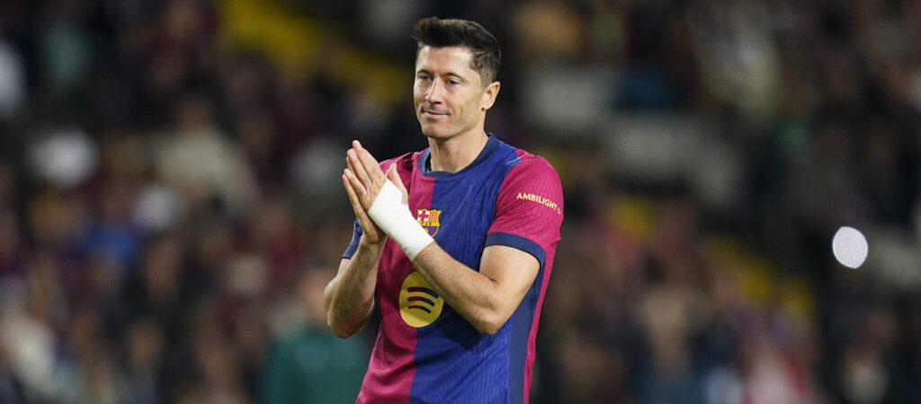 Robert Lewandowski of FC Barcelona during the UEFA Champions League match, date 5 between FC Barcelona and Stade Brestois played at Lluis Companys Stadium on November 26, 2024 in Barcelona, Spain. (Photo by Sergio Ruiz / Imago)  (Photo by pressinphoto/Sipa USA)
2024.11.26 Barcelona
pilka nozna liga mistrzow
FC Barcelona - Stade Brestois
Foto Sergio Ruiz/Imago/PRESSINPHOTO/SIPA USA/PressFocus

!!! POLAND ONLY !!!