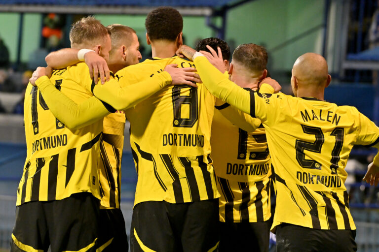 Zagreb, Croatia, November 27th 2024: Borussia Dortmund celebrate score during the UEFA Champions League, League phase, match between Dinamo Zagreb and Borussia Dortmund at Stadium Maksimir, Zagreb, Croatia.  (Igor Kupljenik / SPP) (Photo by Igor Kupljenik / SPP/Sipa USA)
2024.11.27 Zagrzeb
pilka nozna liga mistrzow
GNK Dinamo Zagrzeb - Borussia Dortmund
Foto Igor Kupljenik/SPP/SIPA USA/PressFocus

!!! POLAND ONLY !!!