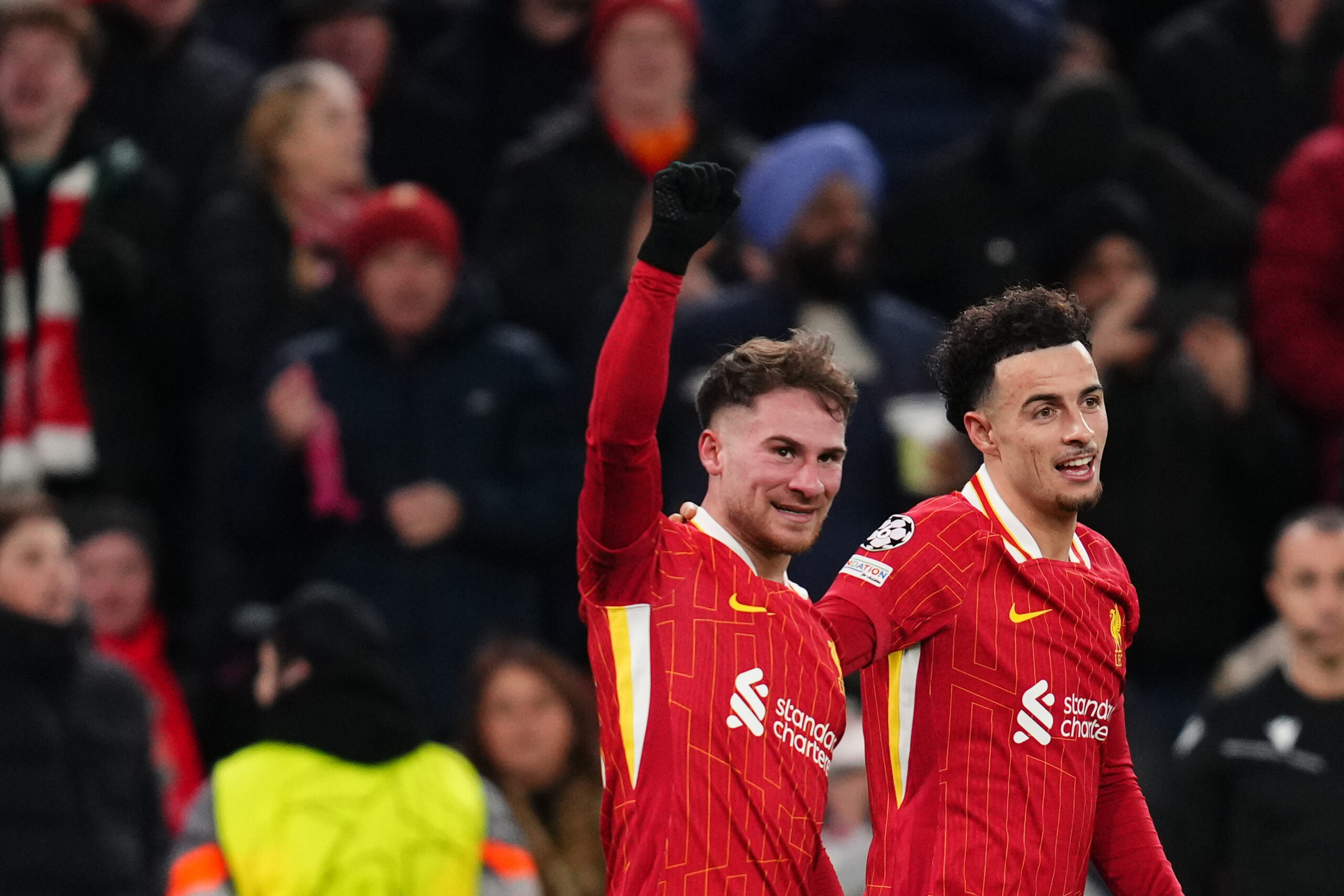 Alexis Mac Allister of Liverpool FC celebrates the 1-0 during the UEFA Champions League match, date 5, between Liverpool FC and Real Madrid played at Anfield Stadium on November 27, 2024 in Liverpool, England. (Photo by Bagu Blanco / PRESSINPHOTO)
2024.11.27 Liverpool
pilka nozna liga mistrzow
Liverpool FC - Real Madryt
Foto pressinphoto/SIPA USA/PressFocus

!!! POLAND ONLY !!!