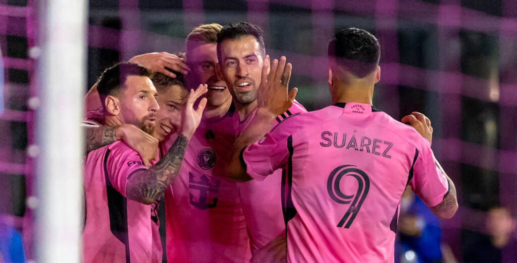 Inter Miami&#039;s Lionel Messi (10), Sergio Busquets (5) and Luis Suarez (9) did not travel to Vancouver and will not play in the game Saturday against the Whitecaps. (David Santiago/Miami Herald/TNS/ABACAPRESS.COM - NO FILM, NO VIDEO, NO TV, NO DOCUMENTARY,Image: 875937691, License: Rights-managed, Restrictions: , Model Release: no, Credit line: TNS/ABACA / Abaca Press / Forum