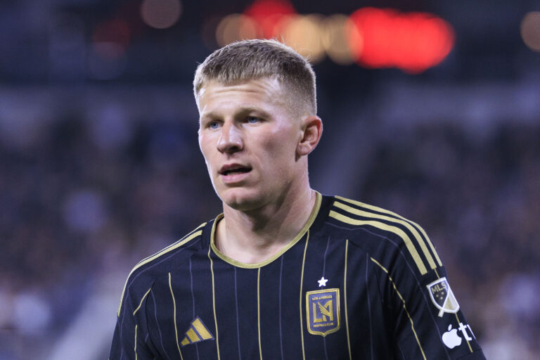 October 27, 2024, Los Angeles, California, USA: Mateusz Bogusz #19 of the Los Angeles Football Club during the Audi 2024 MLS Cup Playoffs Round One Game 1 of 3 against the Vancouver Whitecaps on Sunday October 27, 2024 at BMO Stadium in Los Angeles, California. LAFC defeats Whitecaps, 2-1. ARIANA RUIZ/PI,Image: 927263160, License: Rights-managed, Restrictions: , Model Release: no, Credit line: Ariana Ruiz / Zuma Press / Forum