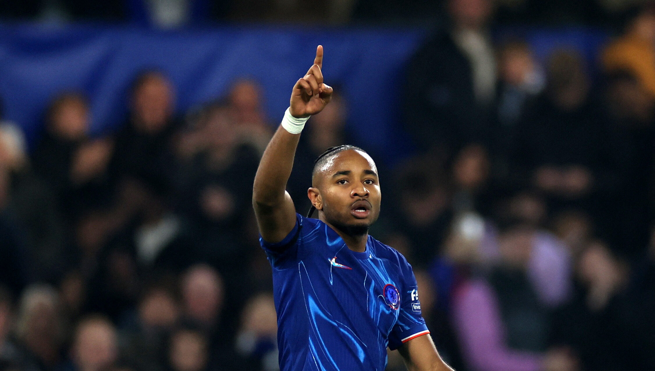 Soccer Football - Europa Conference League - Chelsea v Noah - Stamford Bridge, London, Britain - November 7, 2024 Chelsea&#039;s Christopher Nkunku celebrates scoring their seventh goal,Image: 931668109, License: Rights-managed, Restrictions: , Model Release: no, Credit line: Isabel Infantes / Reuters / Forum