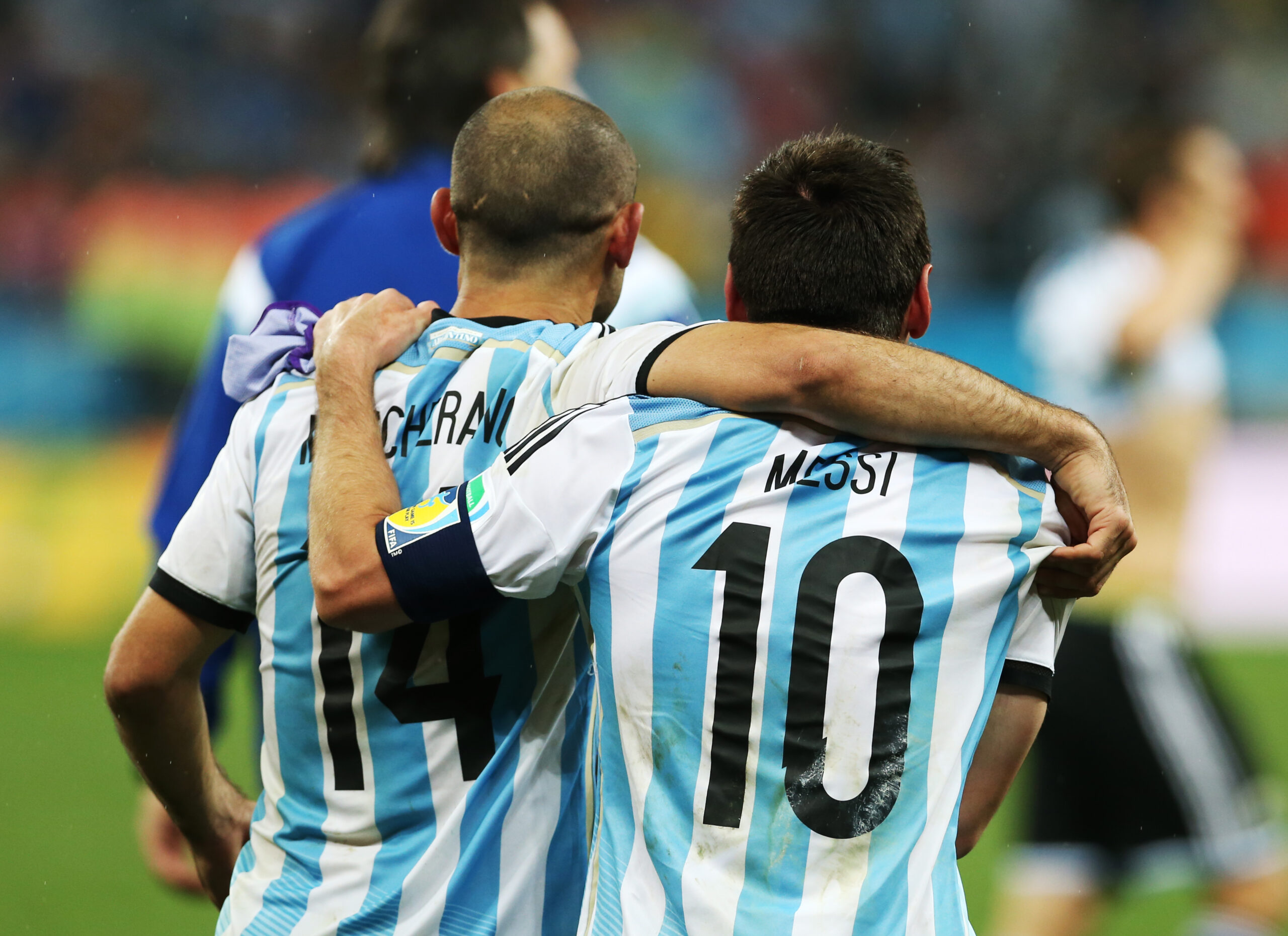 Javier Mascherano Lionel Messi radosc zwyciestwo rzuty karne awans do finalu
09.07.2014 Arena Corinthians, Sao Paulo Brazylia
Pilka nozna kadra reprezentacja
Mistrzostwa Swiata FIFA World Cup 2014 polfinal mecz polfinalowy
Holandia - Argentyna 
FOTO COLORSPORT / PRESSFOCUS

POLAND ONLY!!