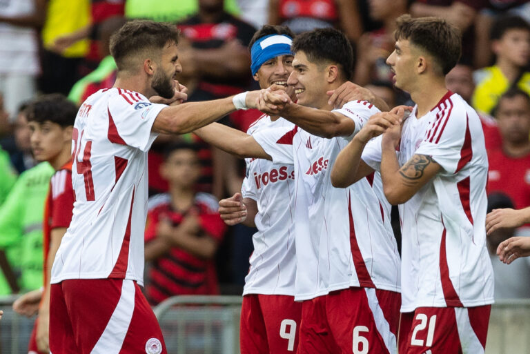 RIO DE JANEIRO, BRAZIL - AUGUST 24: LIATSIKOURAS of Olympiacos celebrates after scoring the team&#039;s first goal during the match between Flamengo and Olympiacos as part of U20 Intercontinental Cup at Maracana Stadium on August 24, 2024 in Rio de Janeiro, Brazil. (Photo by /Sipa USA)
2024.08.24 Rio de Janeiro
pilka nozna Puchar Interkontynentalny U-20
CR Flamengo - Olympiakos Pireus
Foto Ruano Carneiro/SIPA USA/PressFocus

!!! POLAND ONLY !!!