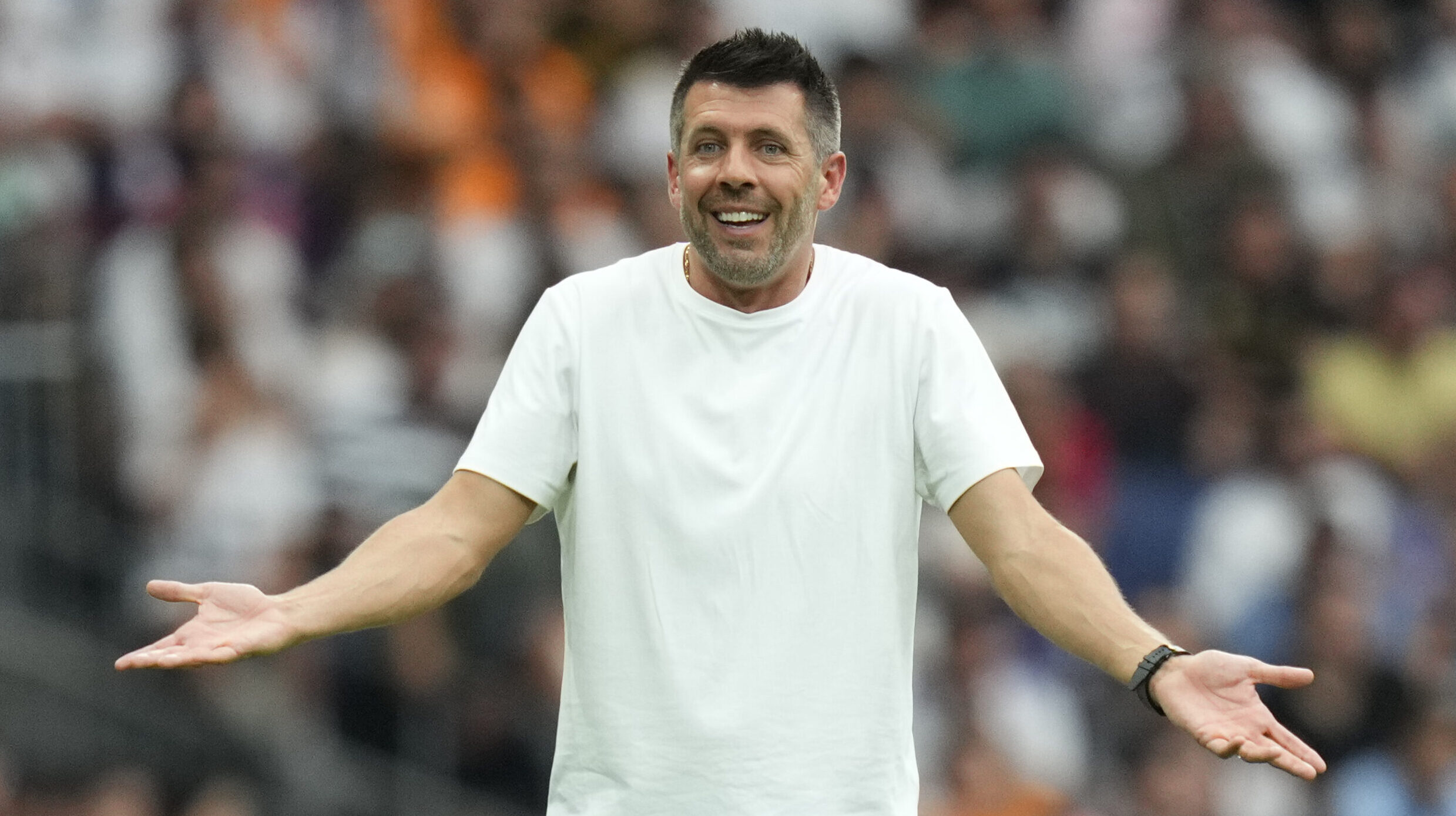 Real Valladolid head coach Paulo Pezzolano   during the La Liga EA Sports match between Real Madrid and Real Valladolid played at Santiago Bernabeu Stadium on August 25, 2024 in Madrid, Spain. (Photo by Cesar Cebolla/pressinphoto/Sipa USA)
2024.08.25 Madryt
pilka nozna liga hiszpanska 
Real Madryt - Real Valladolid
Foto Cesar Cebolla/pressinphoto/SIPA USA/PressFocus

!!! POLAND ONLY !!!