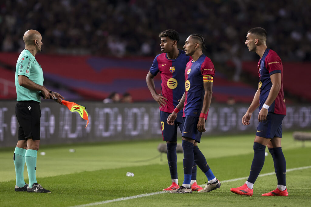 Barcelona, Spain - September 25: 
Lamine Yamal, Raphinha and Ferran Torres of FC Barcelona during the La Liga 2024/25 match between Barcelona vs Getafe at  at Estadi Olmpic Llus Companys on September 25, 2024 in Barcelona,Spain.  (Gerard Franco/SPP) (Photo by Gerard Franco/SPP/Sipa USA)
2024.09.25 Barcelona
pilka nozna liga hiszpanska
FC Barcelona - Getafe
Foto SPP/SIPA USA/PressFocus

!!! POLAND ONLY !!!