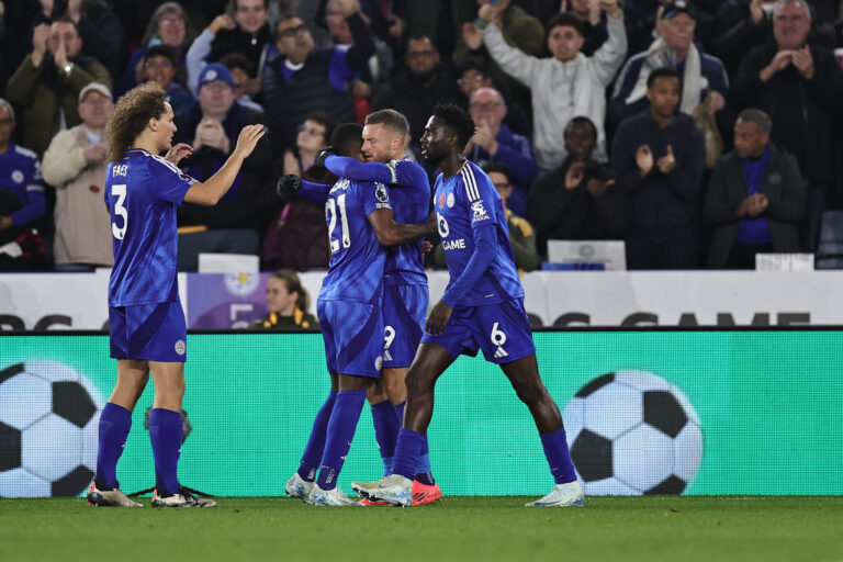 Jamie Vardy of Leicester City celebrates after scoring the teams first goal during the Premier League football match between Leicester City and Nottingham Forest at the King Power Stadium in Leicester, England.  (James Holyoak / SPP) (Photo by James Holyoak / SPP/Sipa USA)
2024.10.25 
pilka nozna liga angielska
Leicester City - Nottingham Forest
Foto James Holyoak / SPP/SIPA USA/PressFocus

!!! POLAND ONLY !!!