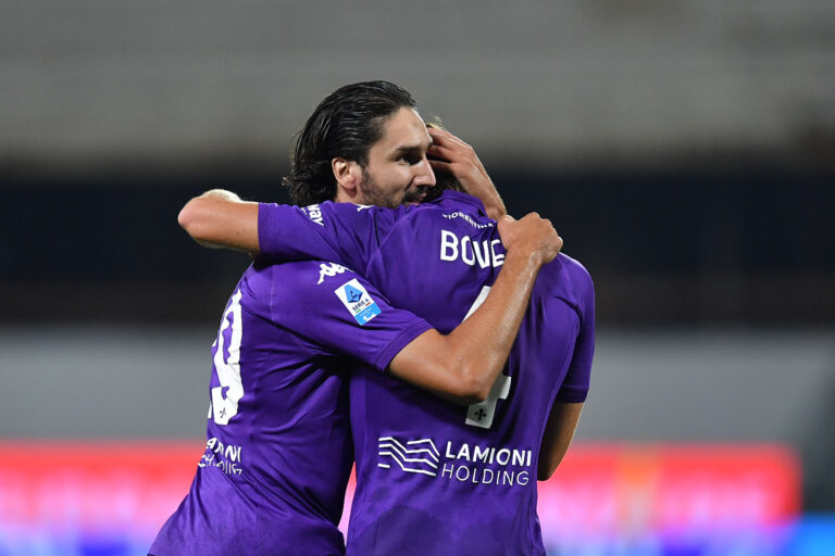 Yacine Adli and Edoardo Bove celebrates  during the Serie A Enilive 2024/2025 match between Fiorentina and Roma - Serie A Enilive at the Stadio Artemio Franchi - Sports, Football - Florence, Italy - Sunday 27 October 2024 (Photo by Stringer/LaPresse) (Photo by Stringer/LaPresse/Sipa USA)
2024.10.27 Florencja
pilka nozna liga wloska
ACF Fiorentina - AS Roma
Foto Stringer/LaPresse/SIPA USA/PressFocus

!!! POLAND ONLY !!!