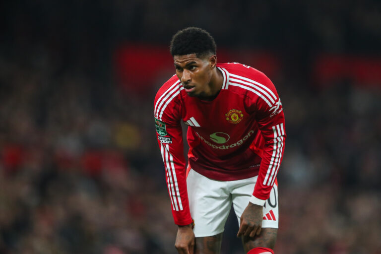 Marcus Rashford of Manchester United during the Carabao Cup Last 16 match Manchester United vs Leicester City at Old Trafford, Manchester, United Kingdom, 30th October 2024

(Photo by Gareth Evans/News Images) in ,  on 10/30/2024. (Photo by Gareth Evans/News Images/Sipa USA)
2024.10.30 Manchester
pilka nozna Puchar Ligi Angielskiej
Manchester United - Leicester City
Foto Gareth Evans/News Images/SIPA USA/PressFocus

!!! POLAND ONLY !!!