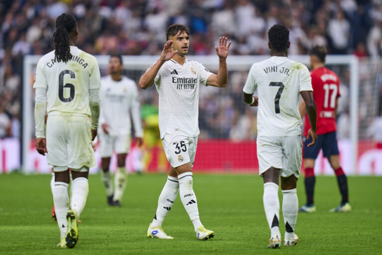 Vinicius Junior and Raul Asencio of Real Madrid CF during the La Liga EA Sports match between Real Madrid CF and CA Osasuna played at Santiago Bernabeu Stadium on November 09, 2024 in Madrid, Spain. (Photo by Cesar Cebolla / PRESSINPHOTO)
2024.11.09 Madryt
pilka nozna liga hiszpanska
Real Madryt - CA Osasuna
Foto pressinphoto/SIPA USA/PressFocus

!!! POLAND ONLY !!!