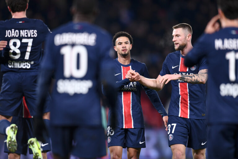 33 Warren ZAIRE EMERY (psg) - 37 Milan SKRINIAR (psg) during the Ligue 1 McDonald&#039;s match between PSG and Toulouse at Parc des Princes on November 22, 2024 in Paris, France. (Photo by Philippe Lecoeur/FEP/Icon Sport/Sipa USA)
2024.11.22 Paryz
pilka nozna liga francuska
Paris Saint-Germain - Toulouse FC
Foto Philippe Lecoeur/FEP/Icon Sport/SIPA USA/PressFocus

!!! POLAND ONLY !!!