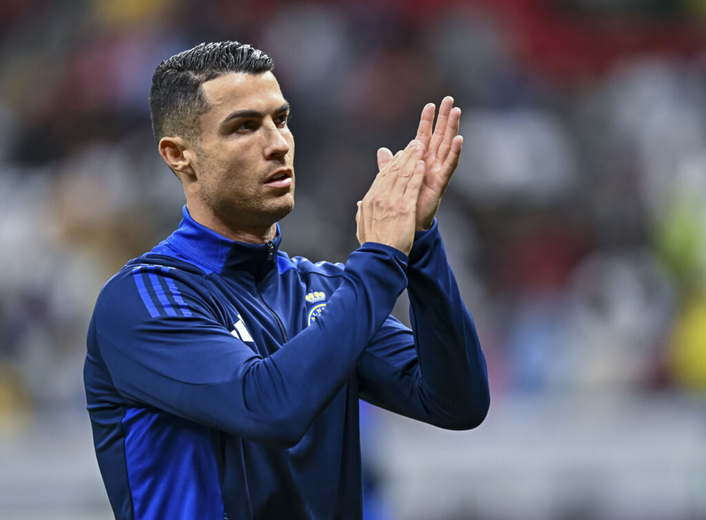 (241126) -- AL KHOR, Nov. 26, 2024 (Xinhua) -- Cristiano Ronaldo of Al Nassr FC applauds the fans during the warm up before the AFC Champions League elite football match between Qatar&#039;s Al Gharafa SC and Saudi Arabia&#039;s Al Nassr FC at Al-Bayt Stadium in Al Khor, Qatar, on Nov. 25, 2024. (Photo by Nikku/Xinhua)

2024.11.25 Al Khor
pilka nozna azjatycka liga mistrzow
Al Gharafa SC - Al Nassr FC
Foto Nikku/Xinhua/PressFocus

!!! POLAND ONLY !!!