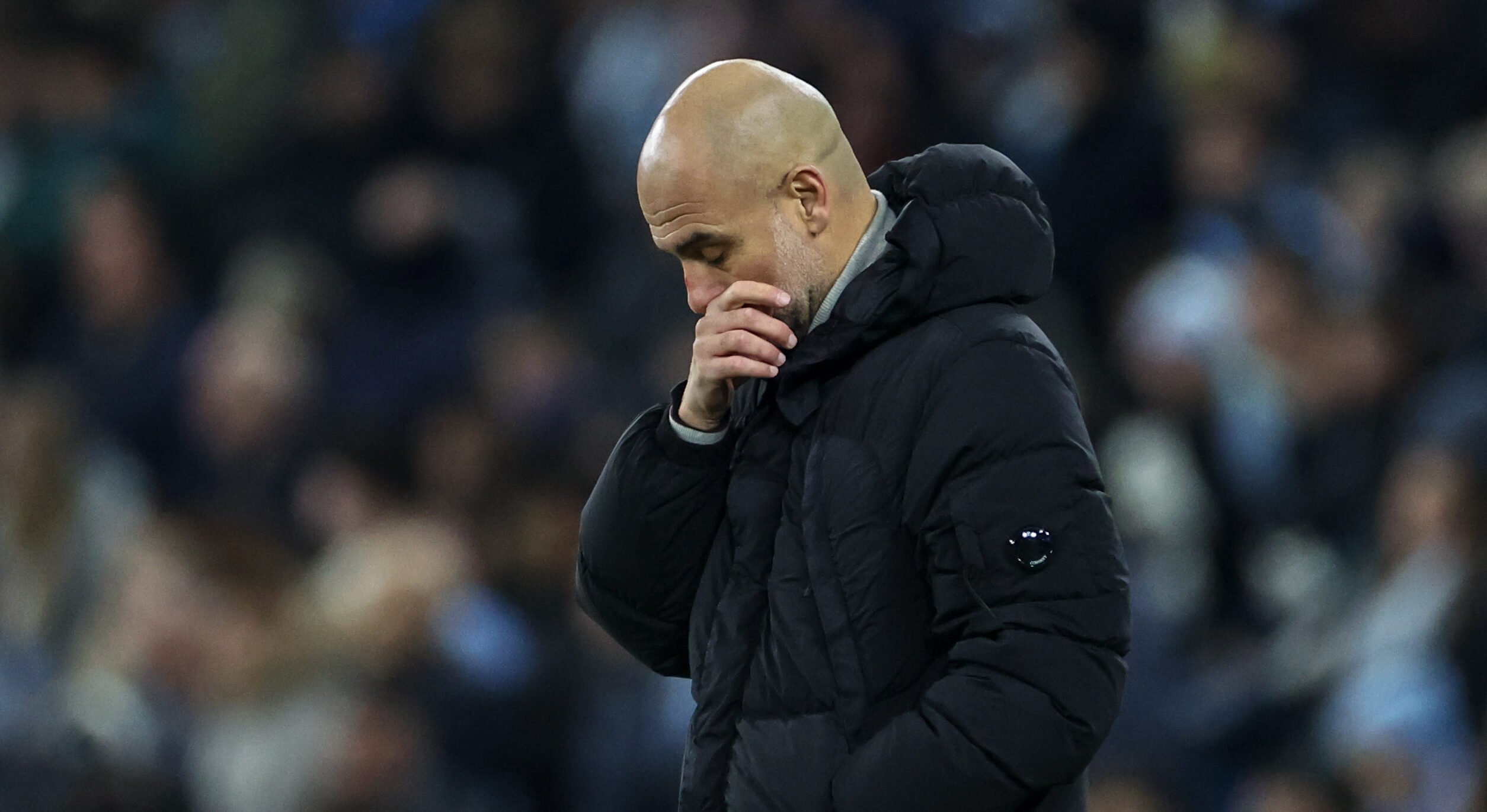 Pep Guardiola manager of Manchester City gathers his thoughts during the UEFA Champions League match Manchester City vs Feyenoord at Etihad Stadium, Manchester, United Kingdom, 26th November 2024

(Photo by Mark Cosgrove/News Images) in Manchester, United Kingdom on 11/26/2024. (Photo by Mark Cosgrove/News Images/Sipa USA)
2024.11.26 Manchester
pilka nozna liga mistrzow
Manchester City - Feyenoord Rotterdam
Foto Mark Cosgrove/News Images/SIPA USA/PressFocus

!!! POLAND ONLY !!!