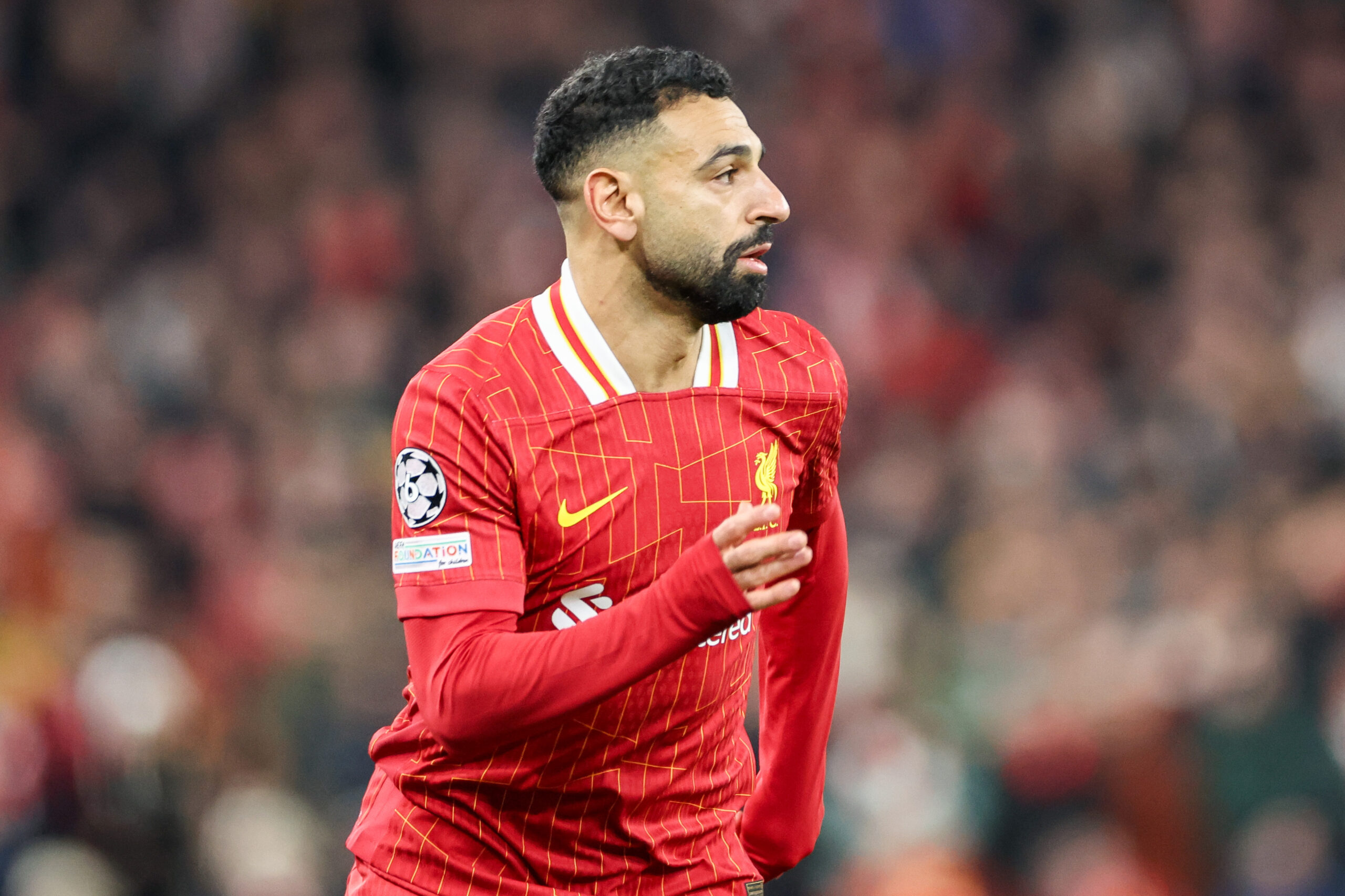 Mohamed Salah of Liverpool in action during the UEFA Champions League, League Phase MD5 Liverpool v Real Madrid at Anfield, Liverpool, United Kingdom, 27th November 2024

(Photo by Mark Cosgrove/News Images) in Liverpool, United Kingdom on 11/27/2024. (Photo by Mark Cosgrove/News Images/Sipa USA)
2024.11.27 Liverpool
pilka nozna liga mistrzow
Liverpool - Real Madryt
Foto Mark Cosgrove/News Images/SIPA USA/PressFocus

!!! POLAND ONLY !!!