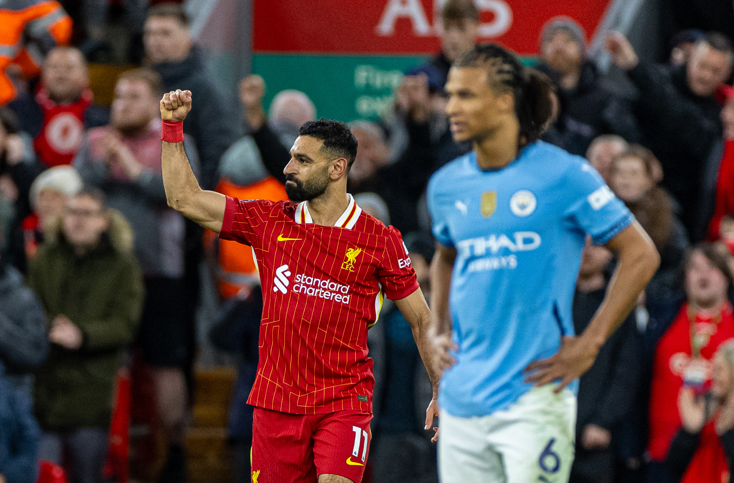 (241202) -- LIVERPOOL, Dec. 2, 2024 (Xinhua) -- Liverpool&#039;s Mohamed Salah celebrates after scoring the second goal during the English Premier League match between Liverpool and Manchester City in Liverpool, Britain, on Dec. 1, 2024. (Xinhua)
FOR EDITORIAL USE ONLY. NOT FOR SALE FOR MARKETING OR ADVERTISING CAMPAIGNS. NO USE WITH UNAUTHORIZED AUDIO, VIDEO, DATA, FIXTURE LISTS, CLUB/LEAGUE LOGOS OR &quot;LIVE&quot; SERVICES. ONLINE IN-MATCH USE LIMITED TO 45 IMAGES, NO VIDEO EMULATION. NO USE IN BETTING, GAMES OR SINGLE CLUB/LEAGUE/PLAYER PUBLICATIONS.

2024.12.01 Liverpool
pilka nozna liga angielska
FC Liverpool - Manchester City
Foto Li Ying/Xinhua/PressFocus

!!! POLAND ONLY !!!