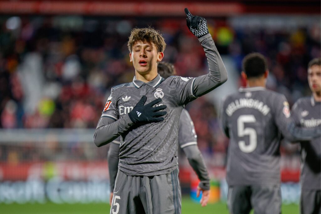 Spanish La Liga EA Sports soccer match Girona vs Real Madrid at Montilivi stadium in Girona, Spain, 07 december 2024
Arda Guler celebrates a goal

(Photo by Cordon Press/Sipa USA)
2024.12.07 Girona
pilka nozna liga hiszpanska
Girona FC - Real Madryt
Foto Cordon Press/SIPA USA/PressFocus

!!! POLAND ONLY !!!