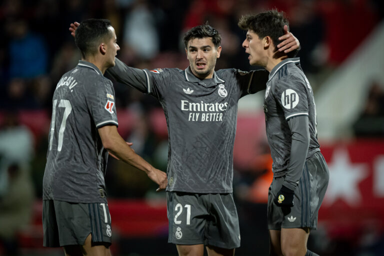 Arda Gler (Real Madrid CF) celebrates after scoring his team&#039;s goal with team mates during a La Liga EA Sports match between Girona FC and Real Madrid at Estadi Municipal de Montilivi in Girona, Girona, Spain, on December 07 2024. Photo by Felipe Mondino / Sipa USA
2024.12.07 Girona
pilka nozna liga hiszpanska
Girona FC - Real Madryt
Foto Felipe Mondino/SIPA USA/PressFocus

!!! POLAND ONLY !!!