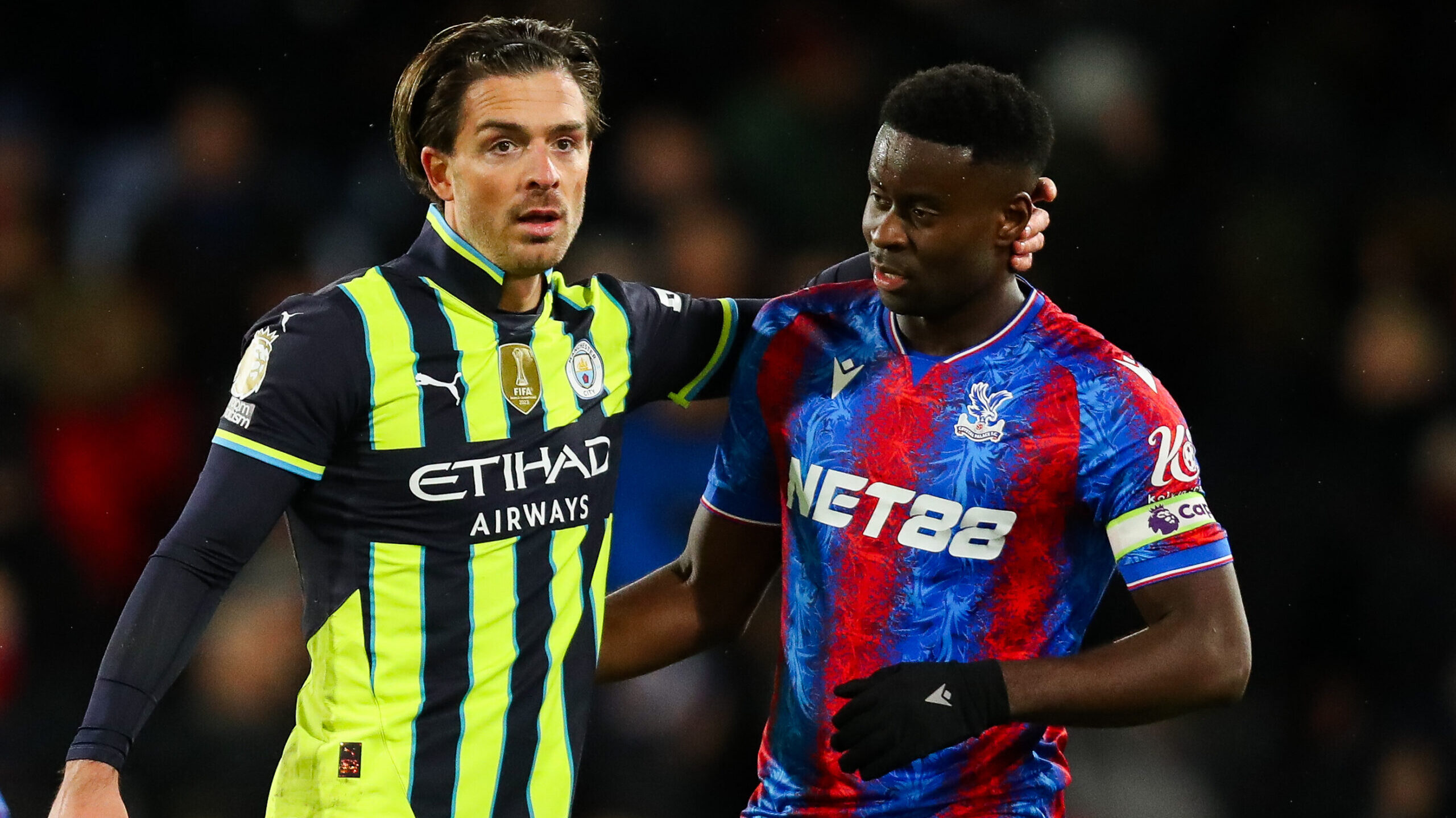 Jack Grealish of Manchester City embraces Marc Guehi of Crystal Palace during the Premier League match Crystal Palace vs Manchester City at Selhurst Park, London, United Kingdom, 7th December 2024

(Photo by Izzy Poles/News Images) in London, United Kingdom on 12/7/2024. (Photo by Izzy Poles/News Images/Sipa USA)
2024.12.07 London
pilka nozna liga angielska
Crystal Palace - Manchester City 
Foto News Images/SIPA USA/PressFocus

!!! POLAND ONLY !!!