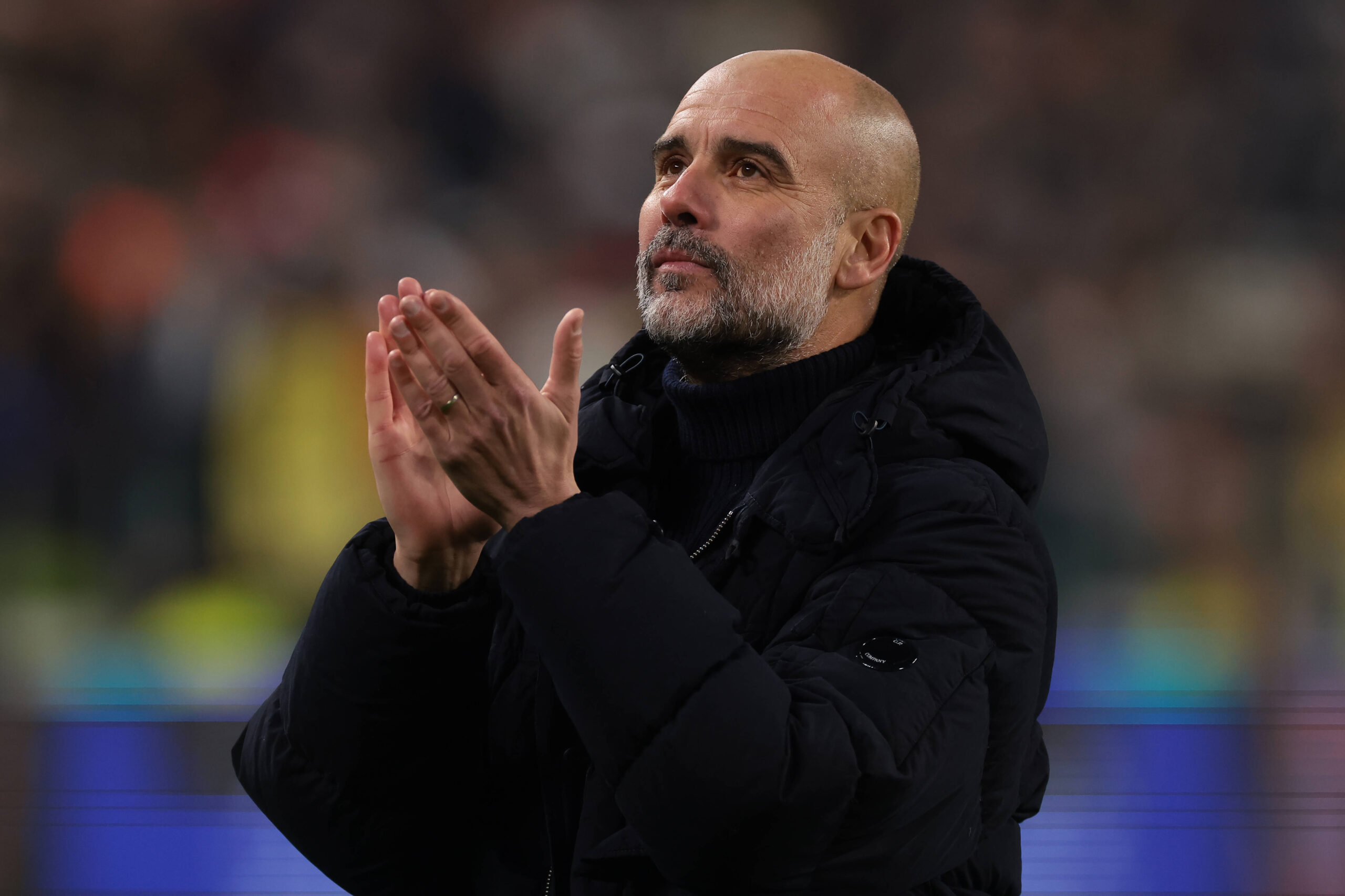 Turin, Italy, 11th December 2024. Josep Guardiola Manager of Manchester City applauds the fans following the final whistle of the UEFA Champions League match at Juventus Stadium, Turin. Picture credit should read: Jonathan Moscrop / Sportimage EDITORIAL USE ONLY. No use with unauthorised audio, video, data, fixture lists, club/league logos or live services. Online in-match use limited to 120 images, no video emulation. No use in betting, games or single club/league/player publications. SPI-3517-0107
2024.12.11 Turyn
pilka nozna liga mistrzow
Juventus Turyn - Manchester City
Foto IMAGO/PressFocus

!!! POLAND ONLY !!!