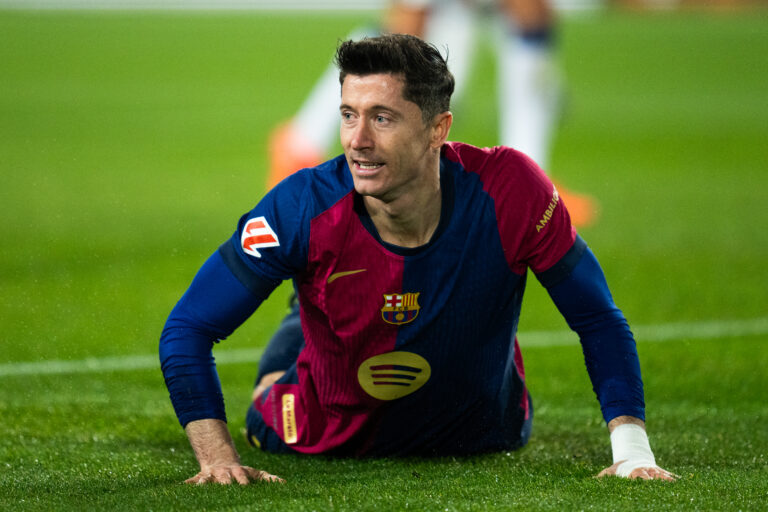 (241216) -- BARCELONA, Dec. 16, 2024 (Xinhua) -- Robert Lewandowski of FC Barcelona reacts during the La Liga football match between FC Barcelona and CD Leganes in Barcelona, Spain, Dec. 15, 2024. (Photo by Joan Gosa/Xinhua)

2024.12.15 Barcelona
pilka nozna liga hiszpanska
FC Barcelona - CD Leganes
Foto Joan gosa/Xinhua/PressFocus

!!! POLAND ONLY !!!