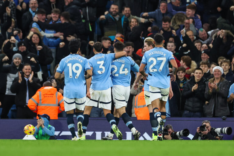 Josko Gvardiol of Manchester City scores to make it 1-0 during the Premier League match Manchester City vs Manchester United at Etihad Stadium, Manchester, United Kingdom, 15th December 2024

(Photo by Mark Cosgrove/News Images) in ,  on 12/15/2024. (Photo by Mark Cosgrove/News Images/Sipa USA)
2024.12.15 Manchester
pilka nozna liga angielska
Manchester City - Manchester United
Foto News Images/SIPA USA/PressFocus

!!! POLAND ONLY !!!