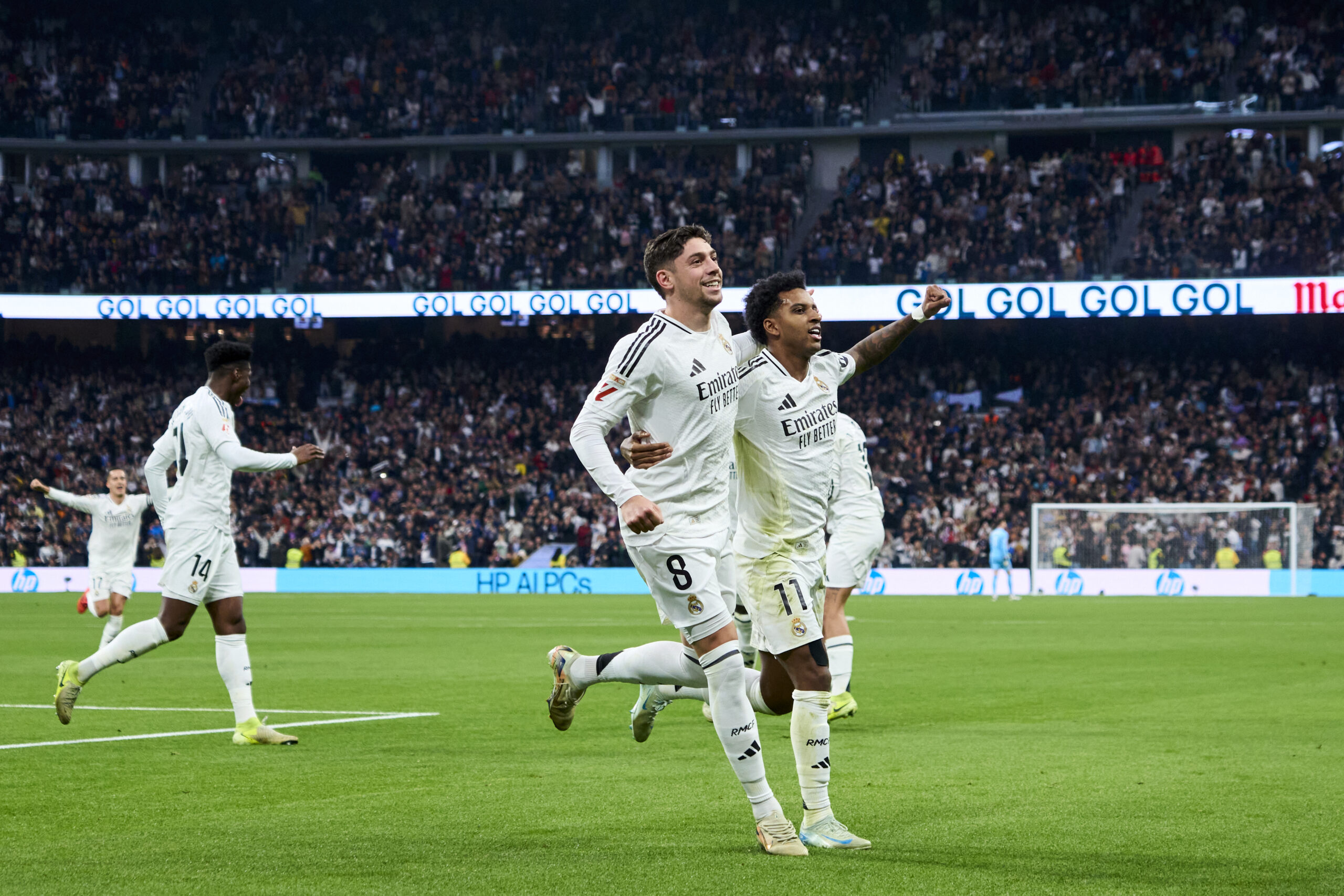 Fede Valverde and Rodrigo Goes of Real Madrid CF celebrating goal during the La Liga EA Sports match between Real Madrid and Sevilla FC played at Santiago Bernabeu Stadium on December 22, 2024 in Madrid, Spain. (Photo by Cesar Cebolla / PRESSINPHOTO) during the La Liga EA Sports match between Real Madrid and Sevilla FC played at Santiago Bernabeu Stadium on December 22, 2024 in Madrid, Spain. (Photo by Cesar Cebolla / PRESSINPHOTO)
2024.12.22 Madryt
pilka nozna liga hiszpanska
Real Madryt - Sevilla FC
Foto Cesar Cebolla/PRESSINPHOTO/SIPA USA/PressFocus

!!! POLAND ONLY !!!