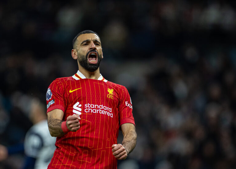 (241223) -- LONDON, Dec. 23, 2024 (Xinhua) -- Liverpool&#039;s Mohamed Salah celebrates after scoring his side&#039;s fourth goal during the English Premier League match between Tottenham Hotspur and Liverpool in London, Britain, on Dec. 22, 2024. (Xinhua)
FOR EDITORIAL USE ONLY. NOT FOR SALE FOR MARKETING OR ADVERTISING CAMPAIGNS. NO USE WITH UNAUTHORIZED AUDIO, VIDEO, DATA, FIXTURE LISTS, CLUB/LEAGUE LOGOS OR &quot;LIVE&quot; SERVICES. ONLINE IN-MATCH USE LIMITED TO 45 IMAGES, NO VIDEO EMULATION. NO USE IN BETTING, GAMES OR SINGLE CLUB/LEAGUE/PLAYER PUBLICATIONS.

2024.12.22 Londyn
pilka nozna liga angielska
Tottenham Hotspur - FC Liverpool
Foto Li Ying/Xinhua/PressFocus

!!! POLAND ONLY !!!