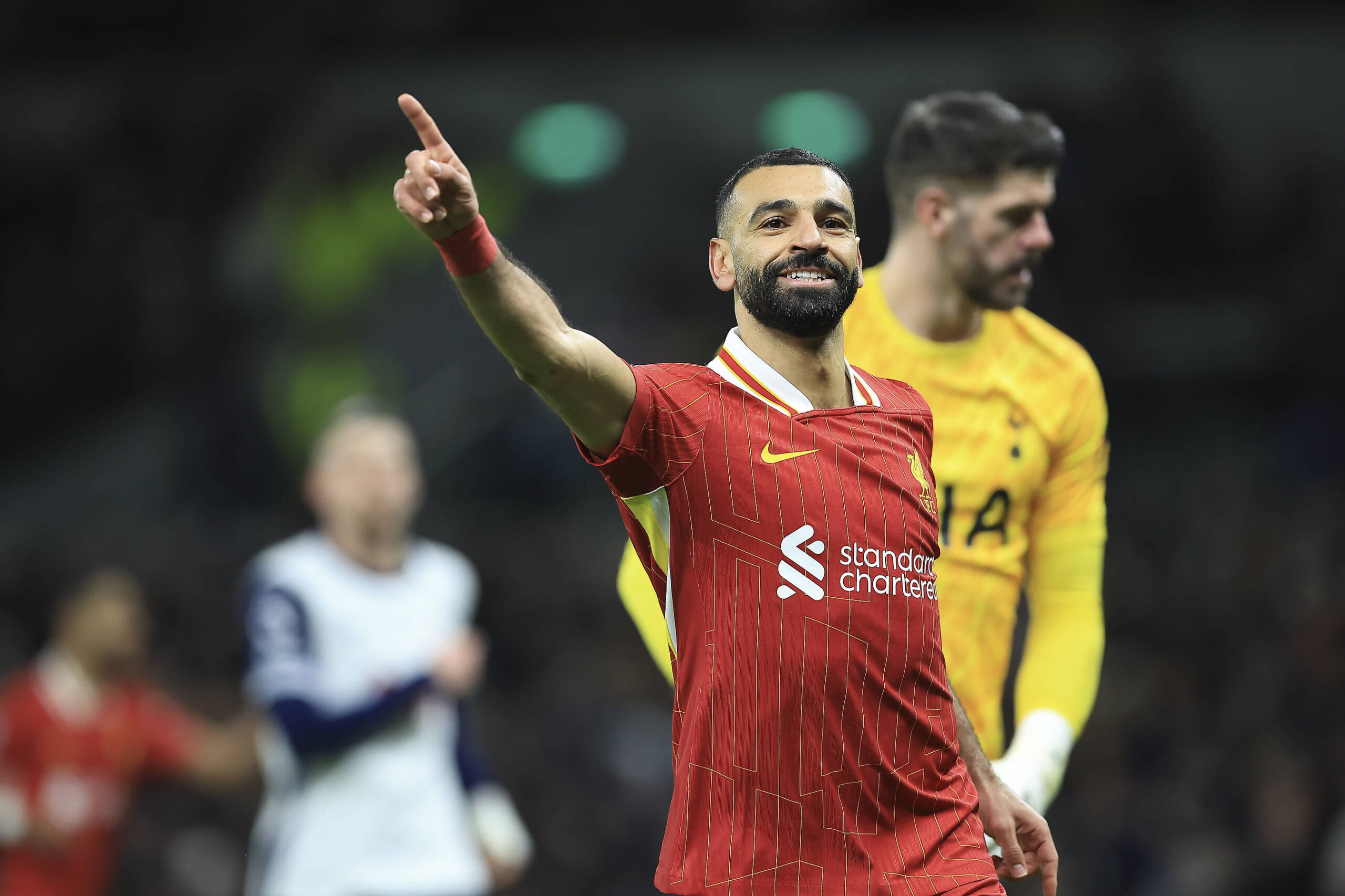 Tottenham Hotspur v Liverpool Premier League 22/12/2024. GOAL CELEBRATION Liverpool Forward Mohamed Salah 11 makes it 1-5 during the Premier League match between Tottenham Hotspur and Liverpool at Tottenham Hotspur Stadium, London, United Kingdom on 22 December 2024. Editorial use only DataCo restrictions apply See www.football-dataco.com , Copyright: xChrisxFoxwellx PSI-21118-0200
2024.12.22 Londyn
pilka nozna liga angielska
Tottenham Hotspur - Liverpool FC
Foto IMAGO/PressFocus

!!! POLAND ONLY !!!