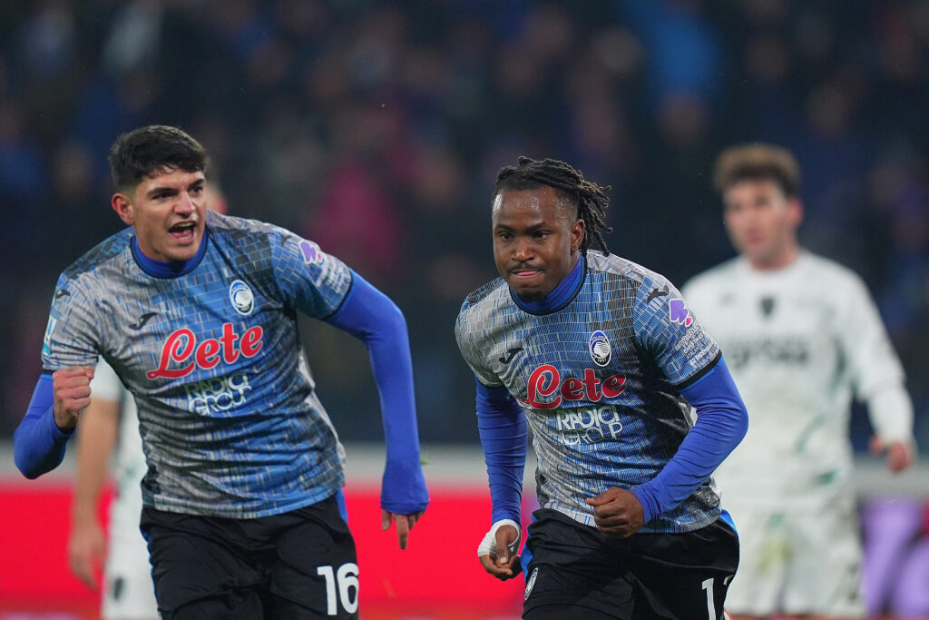 Atalanta’s Ademola Lookman celebrates after scoring 2-1  during  the Serie A soccer match between Atalanta and Empoli  at Gewiss  Stadium in Bergamo  , North Italy - Sunday  , December  22  , 2024. Sport - Soccer . (Photo by Spada/Lapresse) (Photo by Spada/LaPresse/Sipa USA)
2024.12.22 Bergamo 
pilka nozna liga wloska
Atalanta BC - Empoli
Foto Spada/LaPresse/SIPA USA/PressFocus

!!! POLAND ONLY !!!