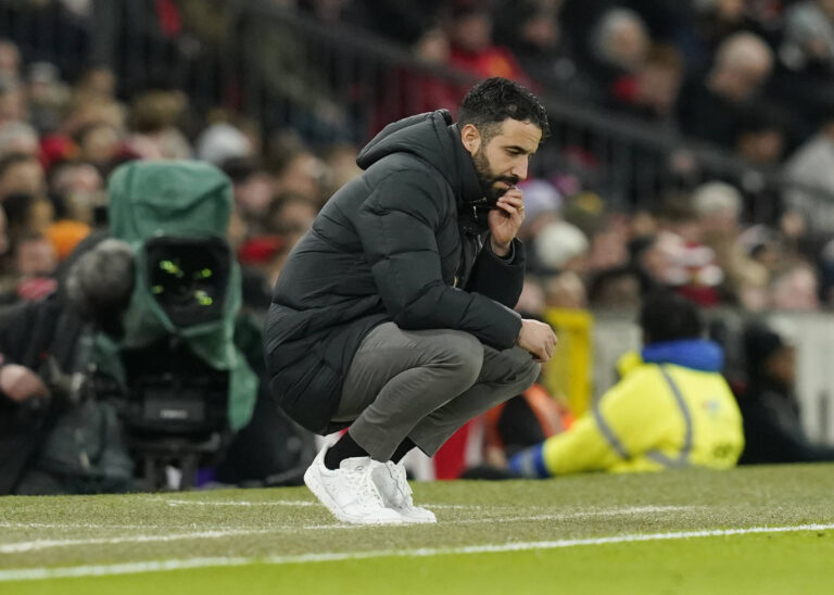 Manchester, England, 30th December 2024. Ruben Amorim manager of Manchester United, ManU deep in thought during the Premier League match at Old Trafford, Manchester. Picture credit should read: Andrew Yates / Sportimage EDITORIAL USE ONLY. No use with unauthorised audio, video, data, fixture lists, club/league logos or live services. Online in-match use limited to 120 images, no video emulation. No use in betting, games or single club/league/player publications. SPI_019_AY_Man_Utd_Newcastle SPI-3556-0019
2024.12.30 Manchester
pilka nozna liga angielska
Manchester United - Newcastle United
Foto IMAGO/PressFocus

!!! POLAND ONLY !!!