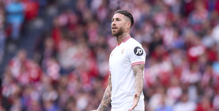 Athletic Club v Sevilla FC - LaLiga EA Sports Sergio Ramos of Sevilla FC reacts during the LaLiga EA Sports match between Athletic Club and Sevilla FC at San Mames on May 19, 2024, in Bilbao, Spain. Bilbao San Mames Basque Country Spain RL_ATHvSEVFC_00046 Copyright: xRicardoxLarreinax,Image: 874928584, License: Rights-managed, Restrictions: , Model Release: no, Credit line: Ricardo Larreina / imago sport / Forum