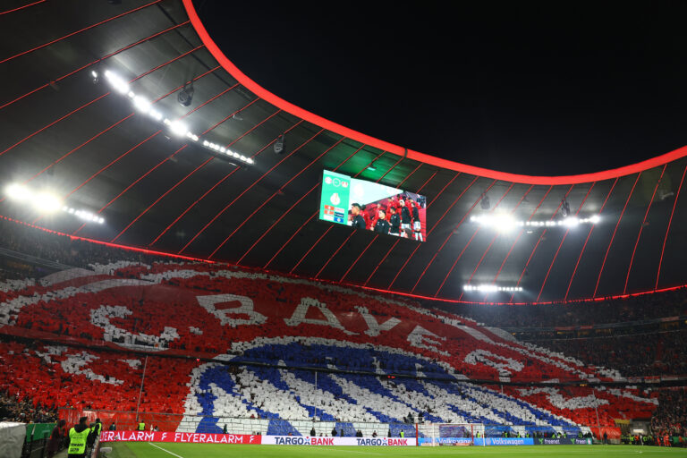 Soccer Football - DFB Cup - Round of 16 - Bayern Munich v Bayer Leverkusen - Allianz Arena, Munich, Germany - December 3, 2024 General view inside the stadium before the match  DFB REGULATIONS PROHIBIT ANY USE OF PHOTOGRAPHS AS IMAGE SEQUENCES AND/OR QUASI-VIDEO.,Image: 942551363, License: Rights-managed, Restrictions: DFB RULES PROHIBIT USE IN MMS SERVICES VIA HANDHELD DEVICES UNTIL TWO HOURS AFTER A MATCH AND ANY USAGE ON INTERNET OR ONLINE MEDIA SIMULATING VIDEO FOOTAGE DURING THE MATCH., Model Release: no, Credit line: Kai Pfaffenbach / Reuters / Forum