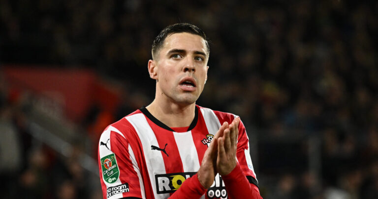 Soccer Football - Carabao Cup - Quarter Final - Southampton v Liverpool - St Mary&#039;s Stadium, Southampton, Britain - December 18, 2024 Southampton&#039;s Jan Bednarek reacts  EDITORIAL USE ONLY. NO USE WITH UNAUTHORIZED AUDIO, VIDEO, DATA, FIXTURE LISTS, CLUB/LEAGUE LOGOS OR &#039;LIVE&#039; SERVICES. ONLINE IN-MATCH USE LIMITED TO 120 IMAGES, NO VIDEO EMULATION. NO USE IN BETTING, GAMES OR SINGLE CLUB/LEAGUE/PLAYER PUBLICATIONS. PLEASE CONTACT YOUR ACCOUNT REPRESENTATIVE FOR FURTHER DETAILS..,Image: 948239962, License: Rights-managed, Restrictions: NO USE WITH UNAUTHORIZED AUDIO, VIDEO, DATA, FIXTURE LISTS, CLUB/LEAGUE LOGOS OR “LIVE” SERVICES. ONLINE IN-MATCH USE LIMITED TO 45 IMAGES, NO VIDEO EMULATION. NO USE IN BETTING, GAMES OR SINGLE CLUB/LEAGUE/PLAYER PUBLICATIONS., Model Release: no, Credit line: Dylan Martinez / Reuters / Forum