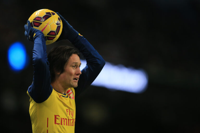 Tomas Rosicky of Arsenal takes a throw in
18.01.2015 Manchester
PILKA NOZNA
Premier League Liga angielska
Manchester City - Arsenal Londyn
FOTO Matthew Ashton / AMA / PRESSFOCUS

POLAND ONLY!!