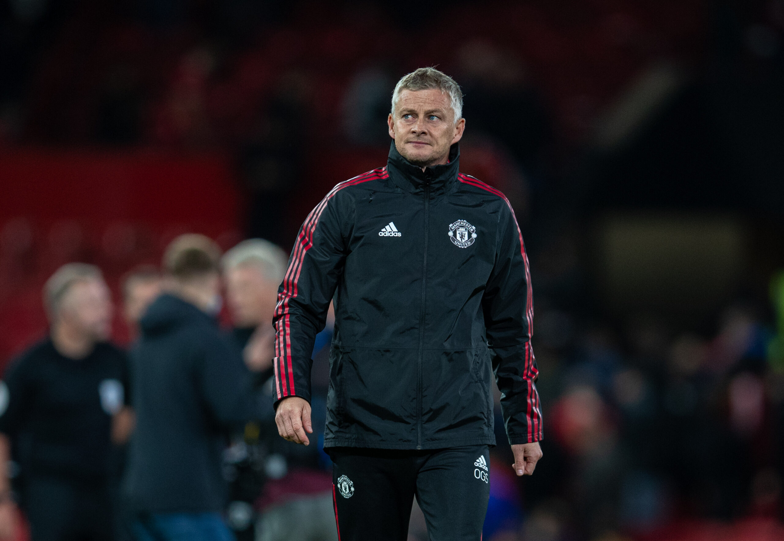 (210923) -- MANCHESTER, Sept. 23, 2021 (Xinhua) -- Manchester United&#039;s manager Ole Gunnar Solskjaer looks dejected after the EFL Cup third round match between Manchester United and West Ham United in Manchester, Britain, on Sept. 22, 2021. West Ham United won 1-0. (Xinhua)
FOR EDITORIAL USE ONLY. NOT FOR SALE FOR MARKETING OR ADVERTISING CAMPAIGNS. NO USE WITH UNAUTHORIZED AUDIO, VIDEO, DATA, FIXTURE LISTS, CLUB/LEAGUE LOGOS OR &quot;LIVE&quot; SERVICES. ONLINE IN-MATCH USE LIMITED TO 45 IMAGES, NO VIDEO EMULATION. NO USE IN BETTING, GAMES OR SINGLE CLUB/LEAGUE/PLAYER PUBLICATIONS.

22.09.2021 Manchester
Pilka nozna 
Liga Angielska
Manchester United - West Ham United
FOTO Han Yan / Xinhua / PressFocus

POLAND ONLY!!