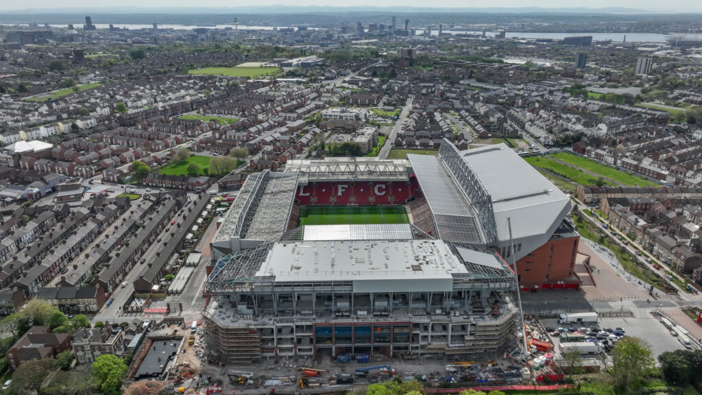 Construction work is well underway on the Anfield Road end of Anfield ahead of the Premier League match Liverpool vs Fulham at Anfield, Liverpool, United Kingdom, 3rd May 2023

(Photo by Mark Cosgrove/News Images) in Liverpool, United Kingdom on 5/3/2023. (Photo by Mark Cosgrove/News Images/Sipa USA)
2023.05.03 Liverpool
pilka nozna liga angielska
Liverpool FC - Fulham
Foto Mark Cosgrove/News Images/SIPA USA/PressFocus

!!! POLAND ONLY !!!