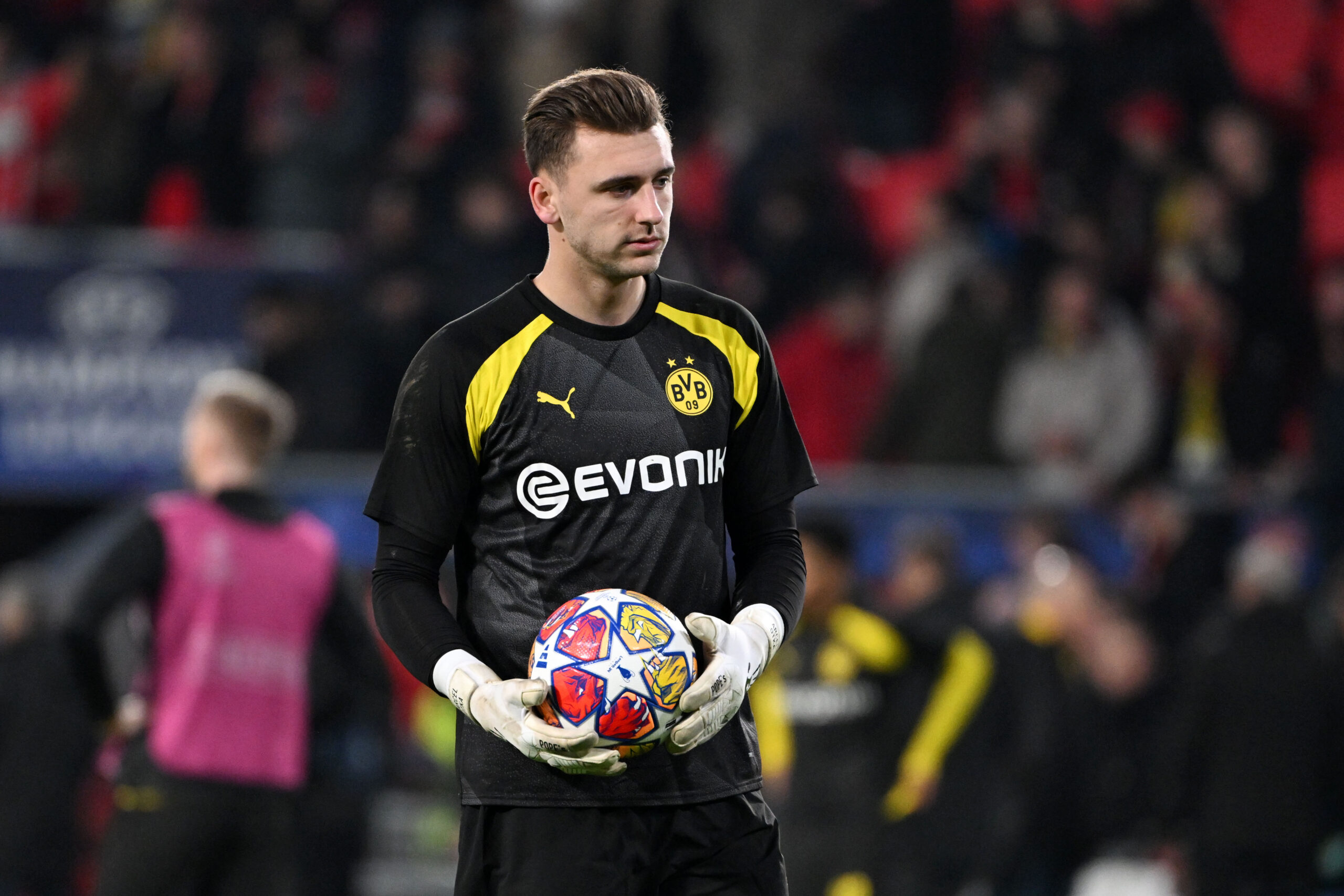 Marcel Lotka of Borussia Dortmund pictured before a football game between PSV Eindhoven and Borussia Dortmund during the 1st leg of the Round of 16 in the UEFA Champions League 2023 - 2024 competition on February 20, 2024 in Eindhoven, The Netherlands. (Photo by Maarten Straetemans/Isosport/Content Curation/Sipa USA)
2024.02.20 Eindhoven
pilka nozna Liga Mistrzow
PSV Eindhoven - Borussia Dortmund
Foto Maarten Straetemans/Isosport/Content Curation/SIPA USA/PressFocus

!!! POLAND ONLY !!!