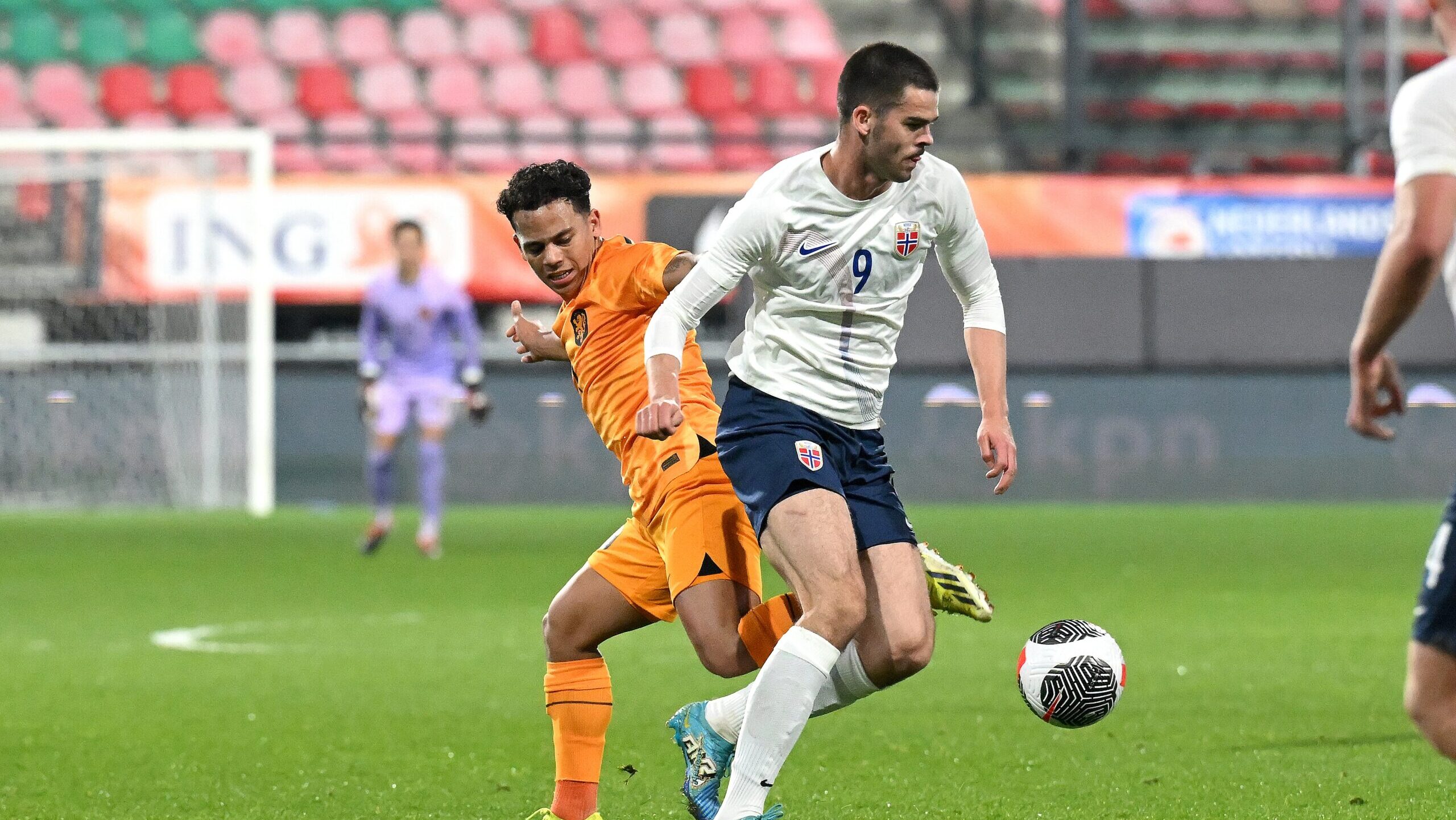 3/21/2024 - NIJMEGEN - (lr) Million Manhoef of Holland U21, Lasse Nordas of Norway U21 during the friendly Interland match between the Dutch Juniors and Jong Norway in De Goffert on March 21, 2024 in Nijmegen, the Netherlands. ANP GERRIT VAN COLOGNE /ANP/Sipa USA
2024.03.21 Nijmegen
pilka nozna miedzynarodowy mecz towarzyski reprezentacji U-21
Holandia U21 - Norwegia U21
Foto ANP/SIPA USA/PressFocus

!!! POLAND ONLY !!!