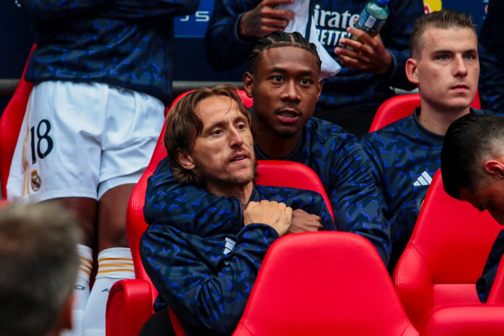 Luka Modric of Real Madrid and David Alaba of Real Madrid  during  Final - Borussia Dortmund vs Real Madrid, UEFA Champions League football match in London, England, June 01 2024 (Photo by Raffaele Conti/IPA Sport / ipa-a/IPA/Sipa USA)
2024.06.01 London
pilka nozna liga mistrzow
Borussia Dortmund - Real Madryt
Foto IPA/SIPA USA/PressFocus

!!! POLAND ONLY !!!