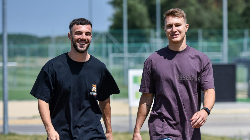 2024.06.21 Urszulin, Ksiazenice
Legia Training Center
mecz kontrolny, sparing, mecz towarzyski Legia Warszawa - Odra Opole
N/z Jurgen Celhaka Marco Burch
Foto Wojciech Dobrzynski / Legionisci.com / PressFocus

2024.06.21 Urszulin, Ksiazenice
Legia Training Center
friendly match, Legia Warsaw - Odra Opole
Credit: Wojciech Dobrzynski / Legionisci.com / PressFocus